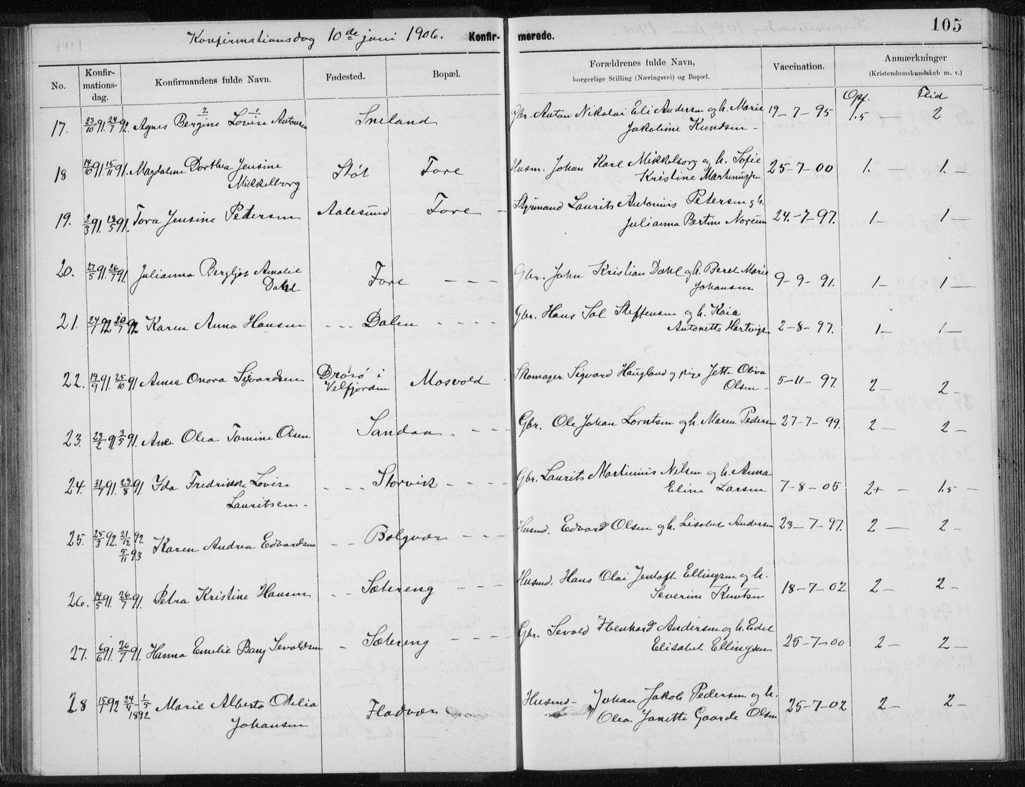 Ministerialprotokoller, klokkerbøker og fødselsregistre - Nordland, AV/SAT-A-1459/843/L0637: Parish register (copy) no. 843C06, 1884-1908, p. 105