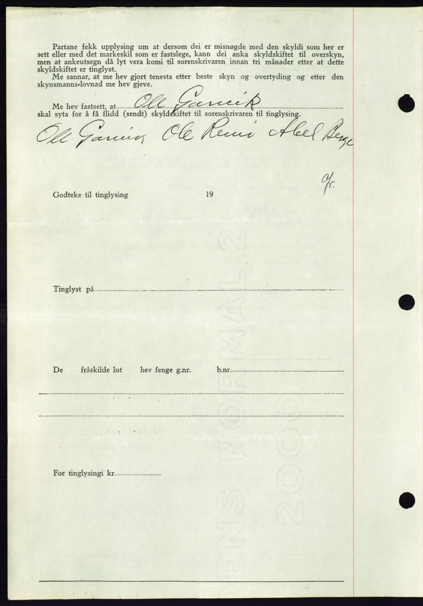 Søre Sunnmøre sorenskriveri, AV/SAT-A-4122/1/2/2C/L0067: Mortgage book no. 61, 1938-1939, Diary no: : 106/1939