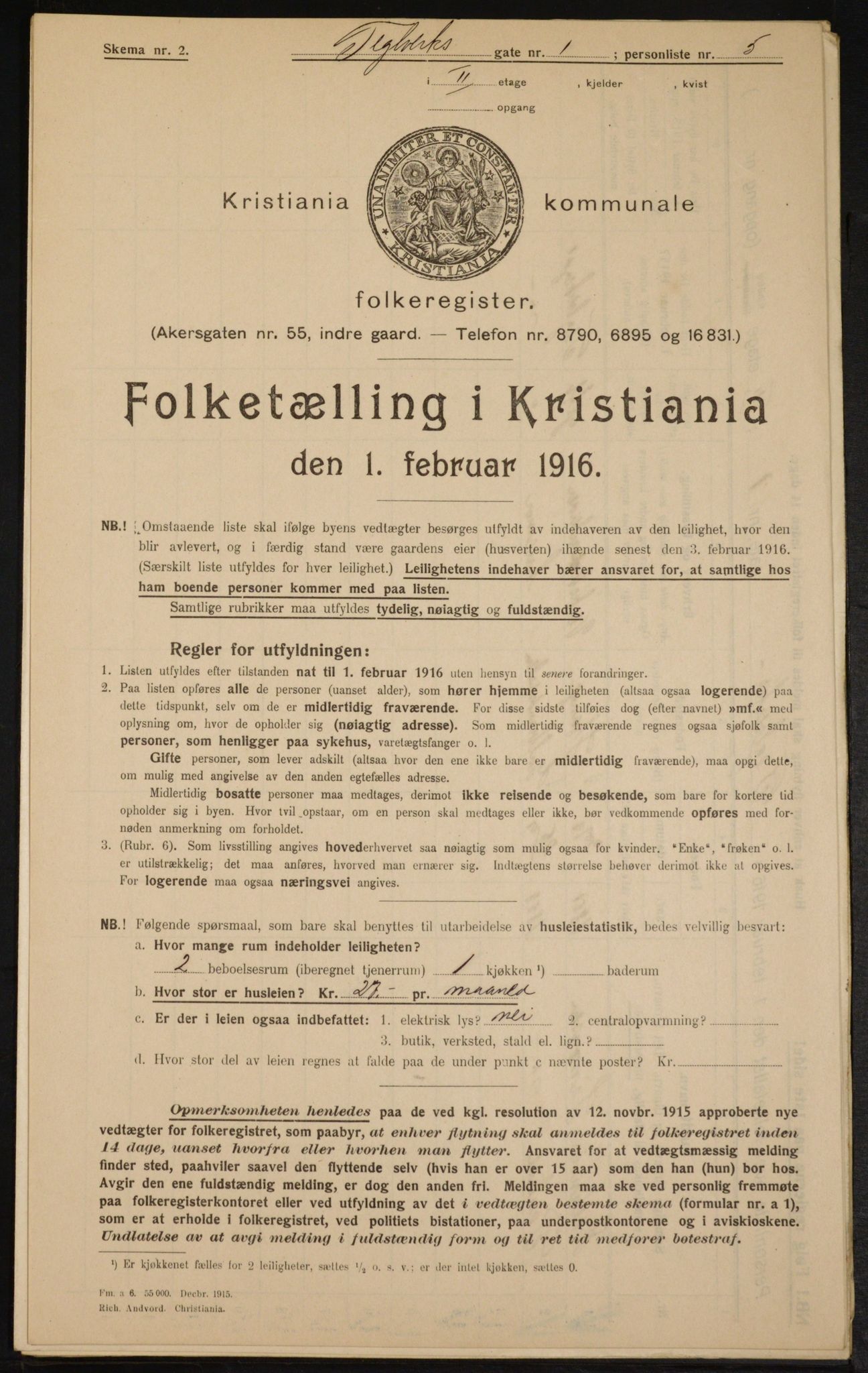 OBA, Municipal Census 1916 for Kristiania, 1916, p. 110340