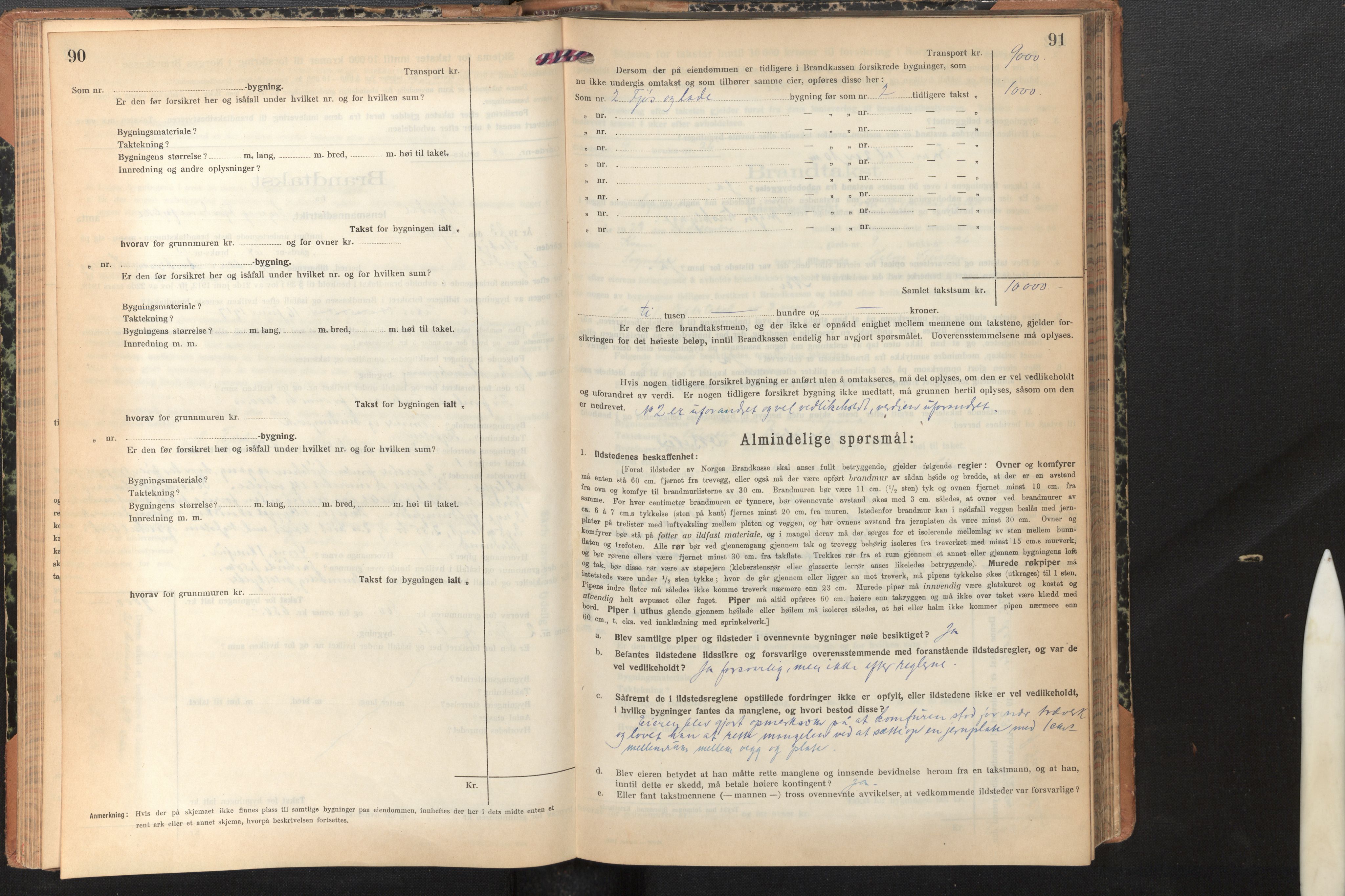 Lensmannen i Sogndal, AV/SAB-A-29901/0012/L0012: Branntakstprotokoll, skjematakst, 1922-1931, p. 90-91