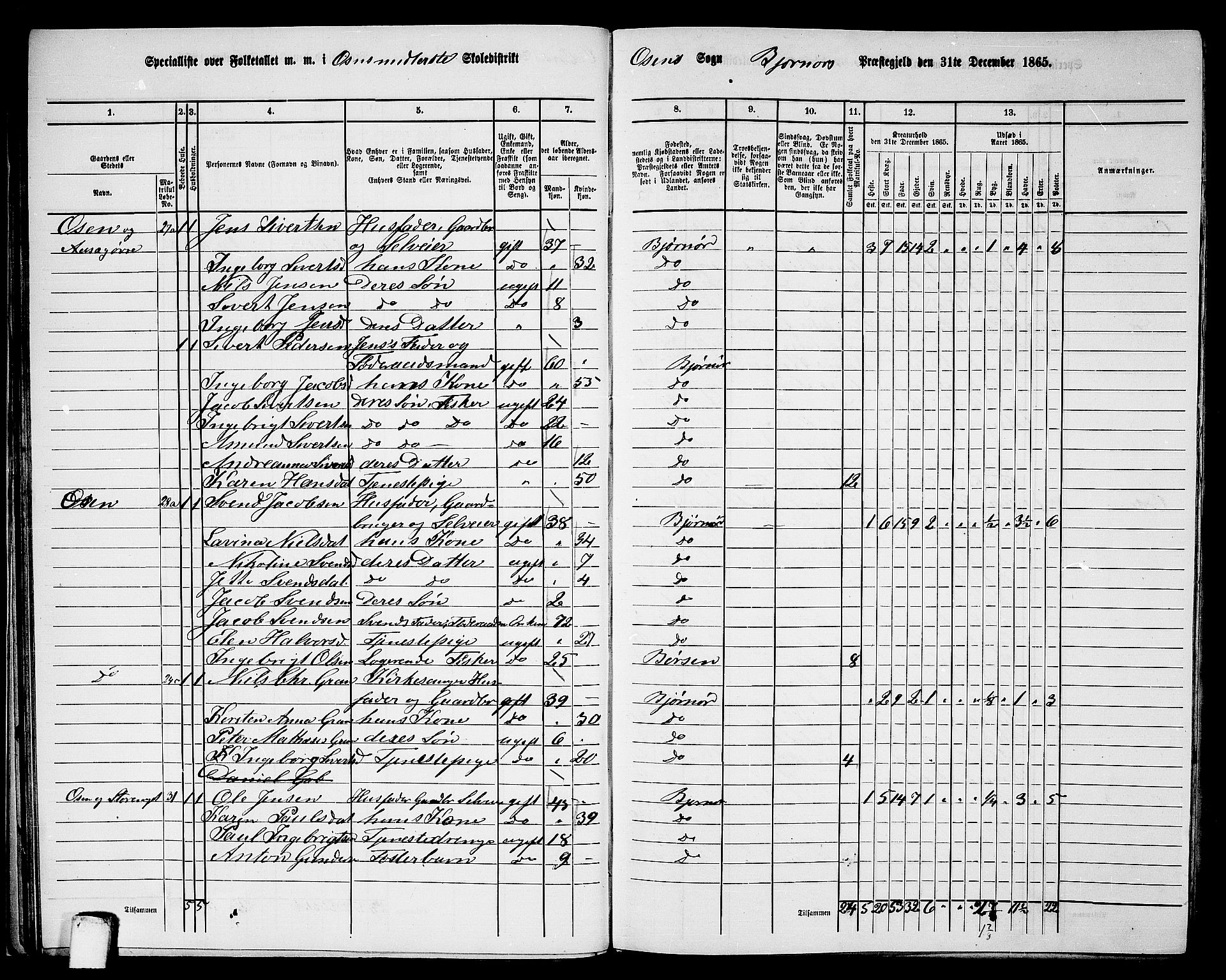 RA, 1865 census for Bjørnør, 1865, p. 39