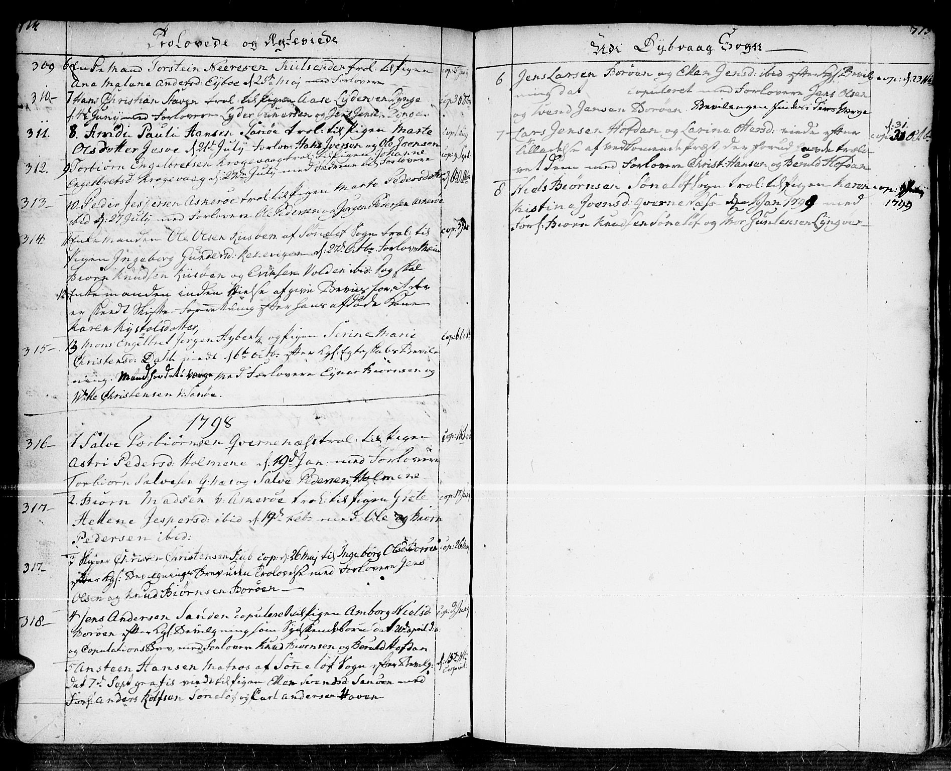 Dypvåg sokneprestkontor, SAK/1111-0007/F/Fa/Faa/L0001: Parish register (official) no. A 1 /1, 1765-1798, p. 714-715