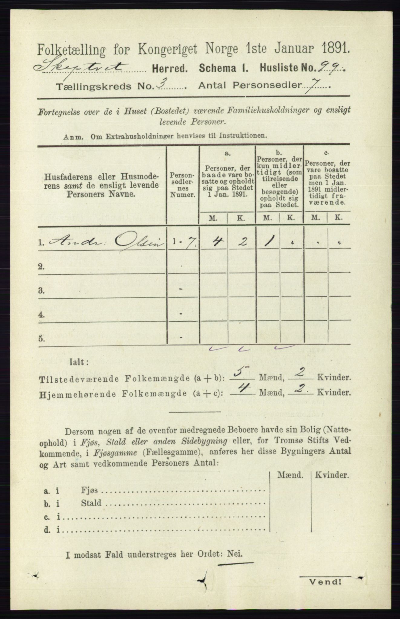 RA, 1891 census for 0127 Skiptvet, 1891, p. 1229