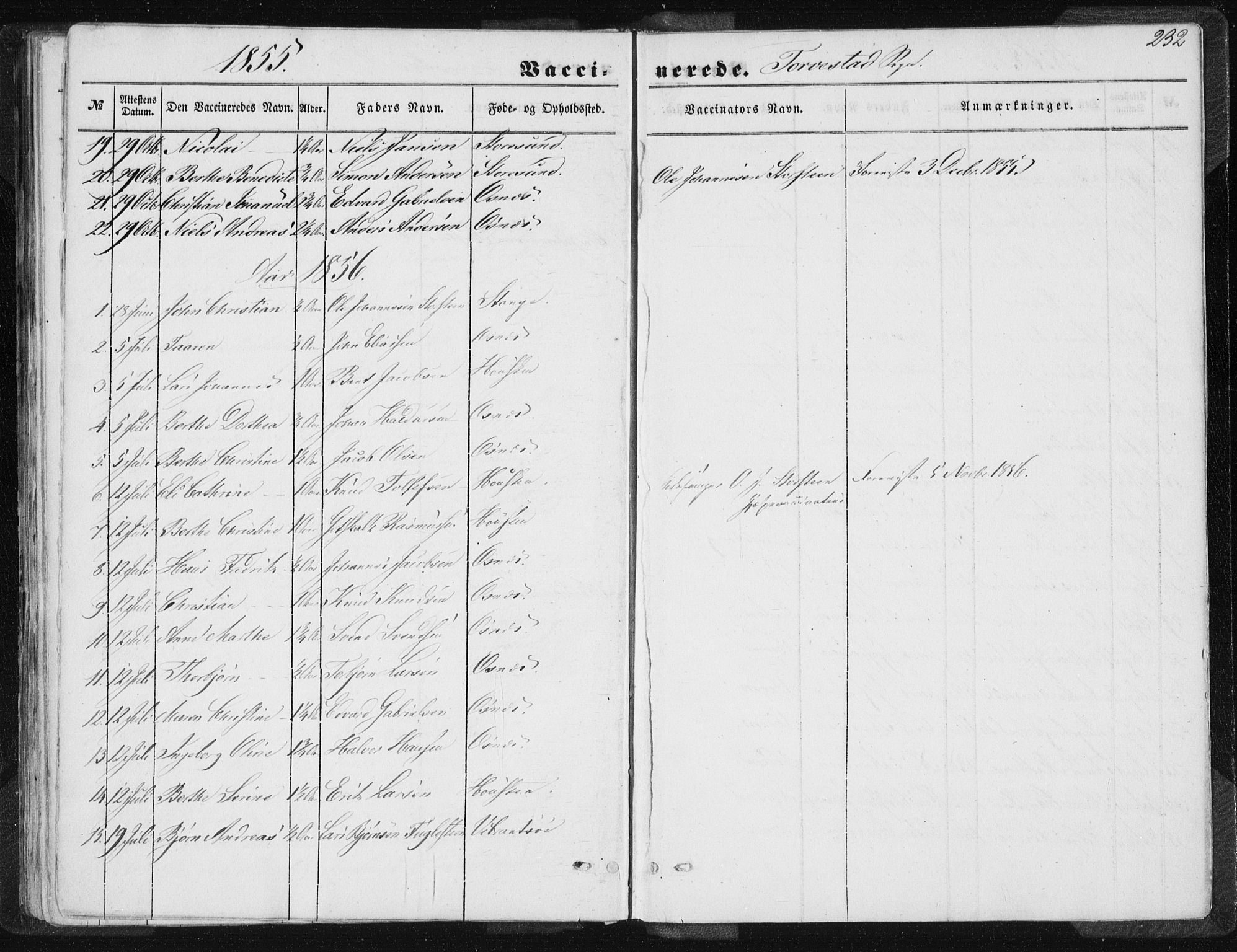 Torvastad sokneprestkontor, SAST/A -101857/H/Ha/Haa/L0008: Parish register (official) no. A 8, 1847-1856, p. 232