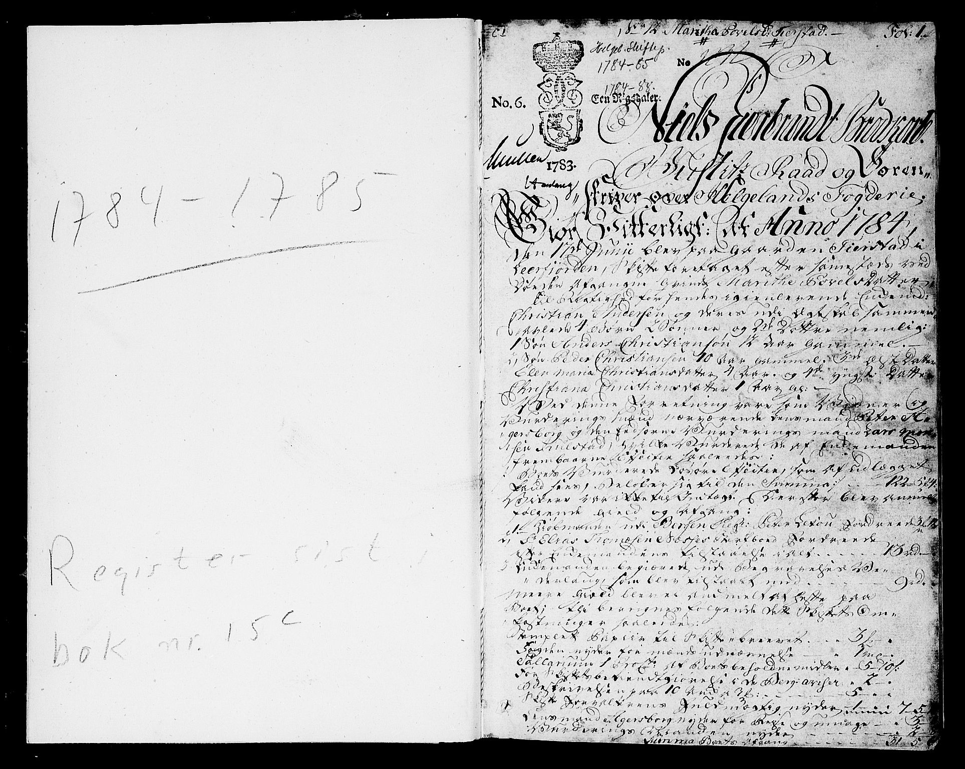 Helgeland sorenskriveri, AV/SAT-A-0004/3/3A/L0063: Skifteprotokoll 15A, 1784-1785, p. 0b-1a