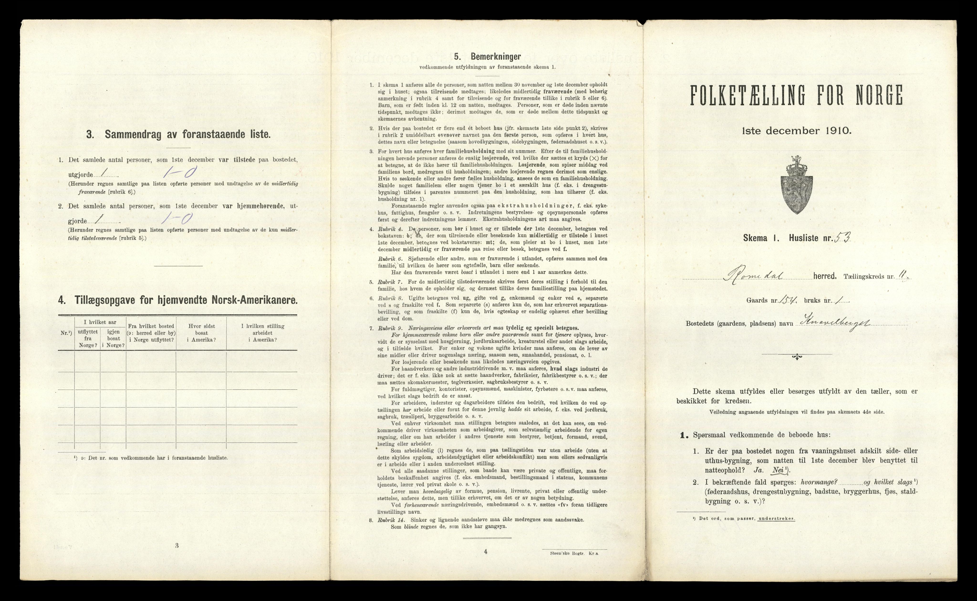 RA, 1910 census for Romedal, 1910, p. 1781