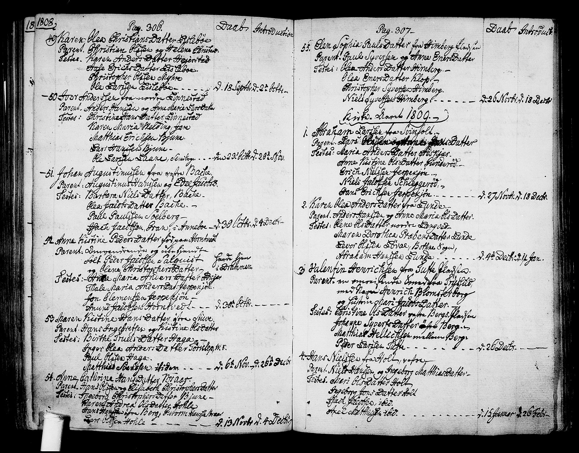 Ramnes kirkebøker, AV/SAKO-A-314/F/Fa/L0003: Parish register (official) no. I 3, 1790-1813, p. 306-307