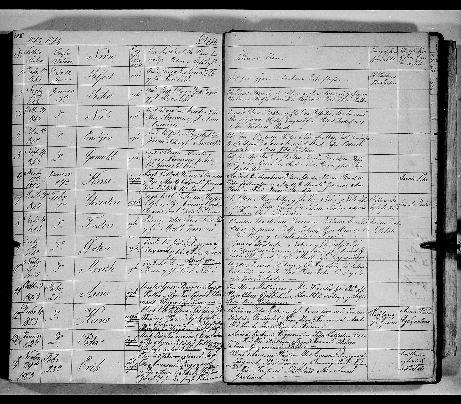 Lom prestekontor, SAH/PREST-070/L/L0004: Parish register (copy) no. 4, 1845-1864, p. 456-457
