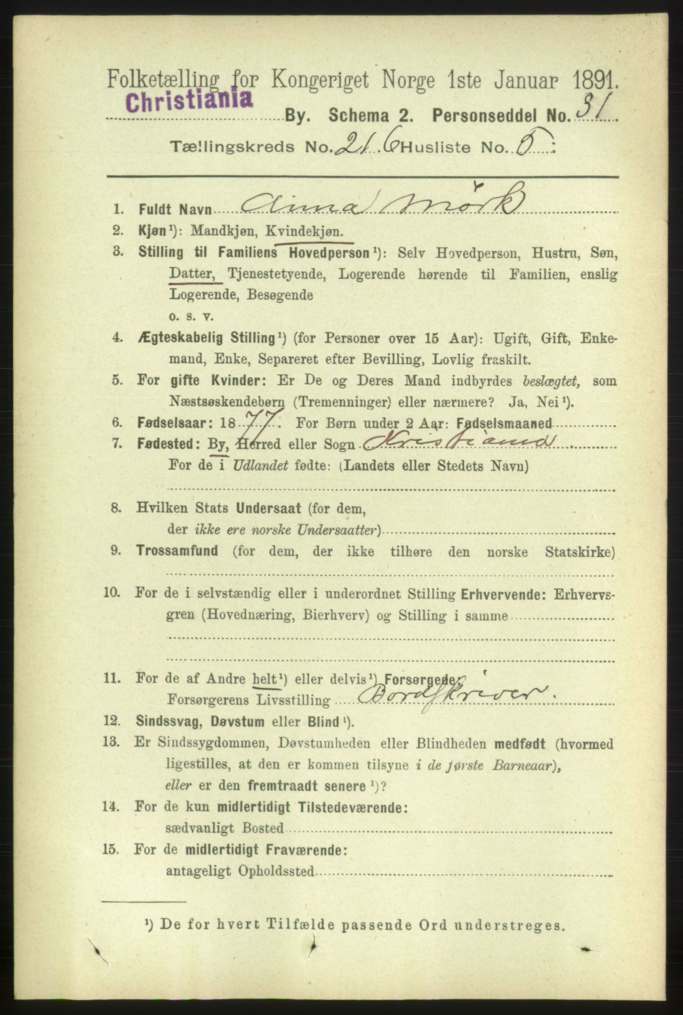 RA, 1891 census for 0301 Kristiania, 1891, p. 128236