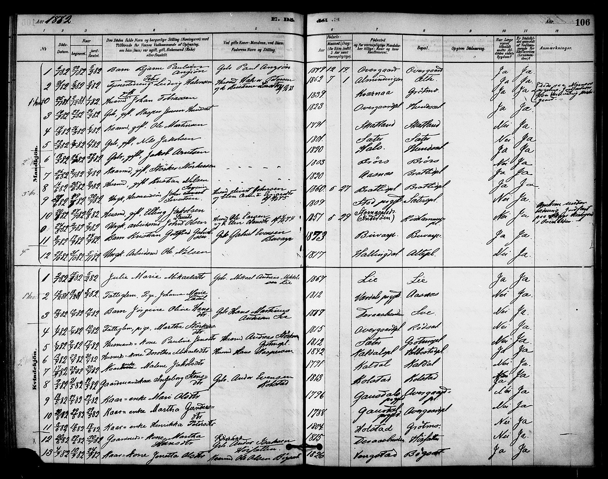 Ministerialprotokoller, klokkerbøker og fødselsregistre - Nord-Trøndelag, SAT/A-1458/742/L0408: Parish register (official) no. 742A01, 1878-1890, p. 106