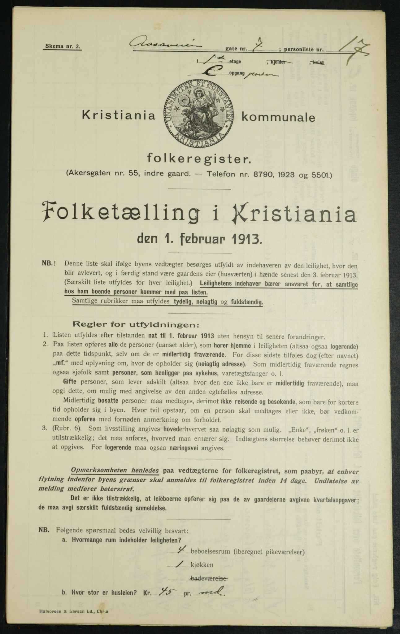 OBA, Municipal Census 1913 for Kristiania, 1913, p. 130842