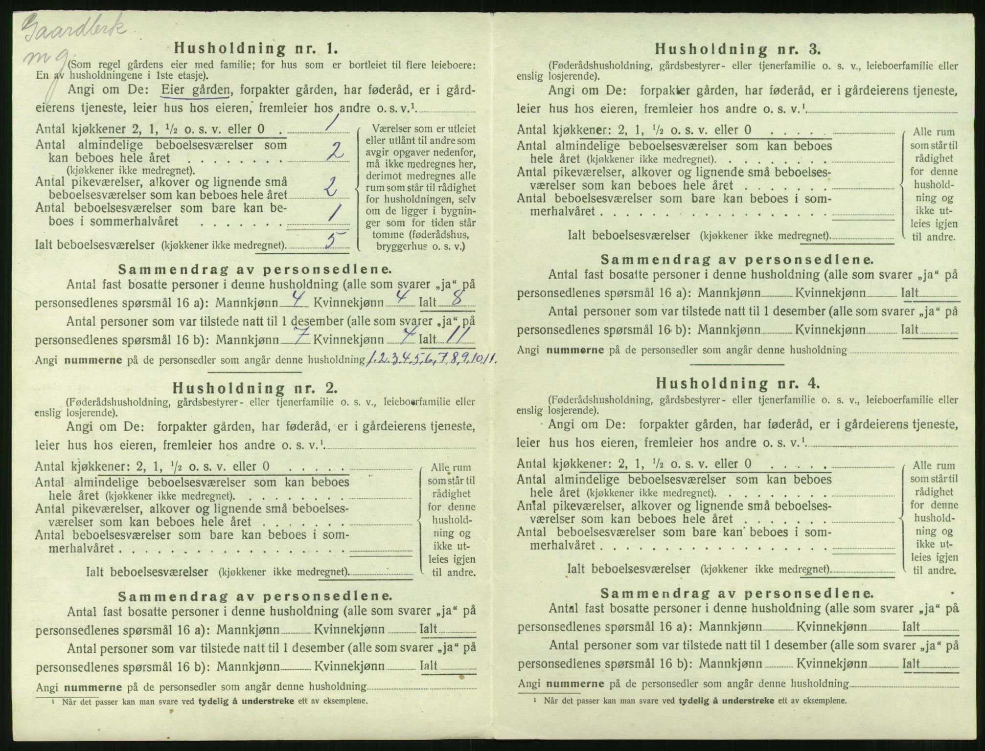 SAST, 1920 census for Sauda, 1920, p. 45