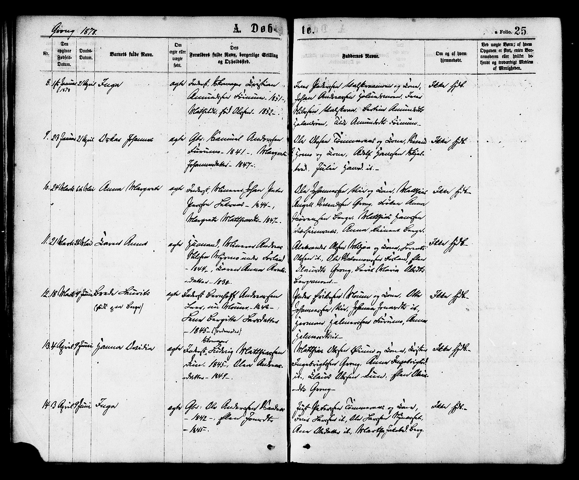 Ministerialprotokoller, klokkerbøker og fødselsregistre - Nord-Trøndelag, SAT/A-1458/758/L0516: Parish register (official) no. 758A03 /1, 1869-1879, p. 25