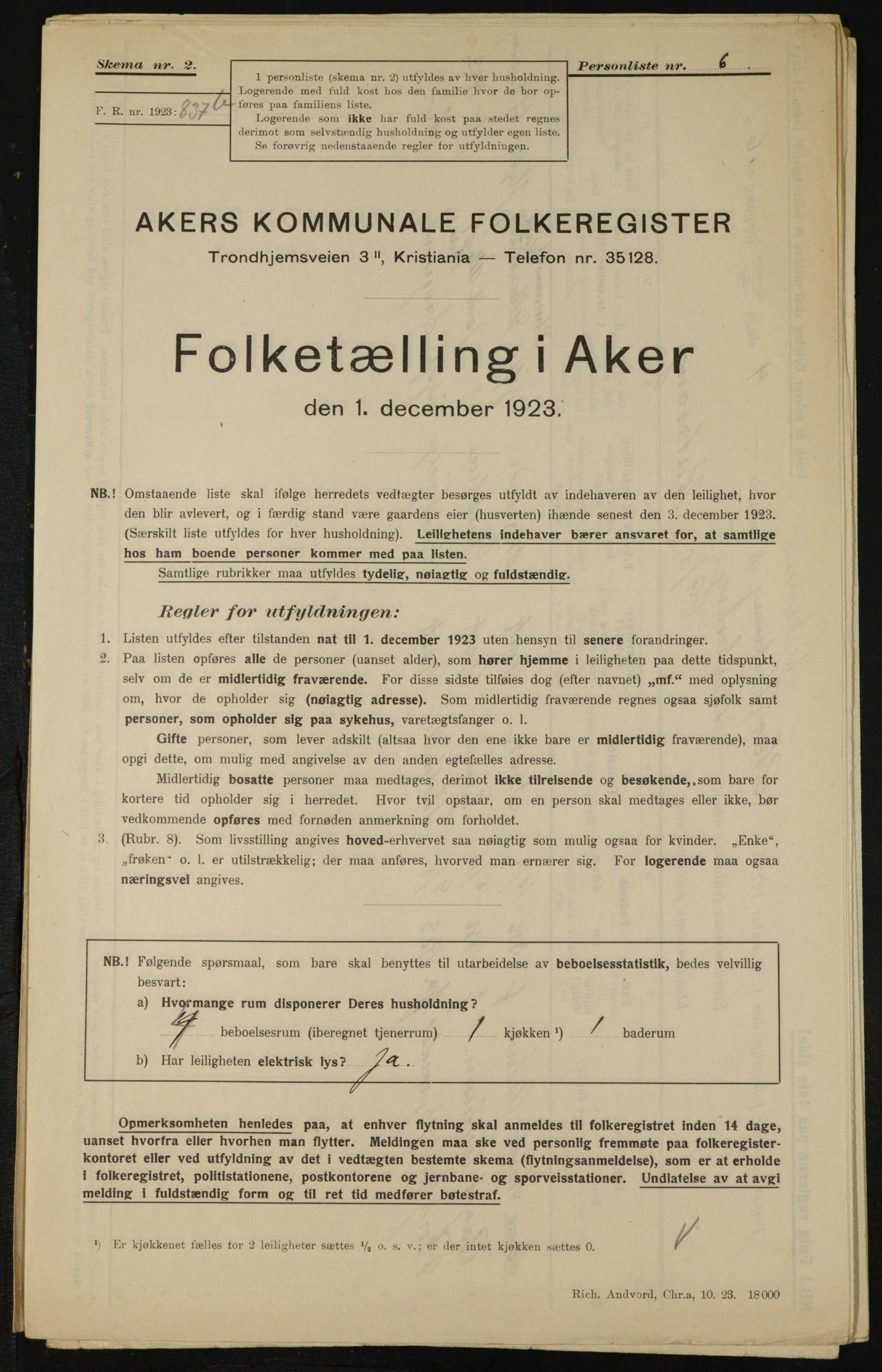 , Municipal Census 1923 for Aker, 1923, p. 12903