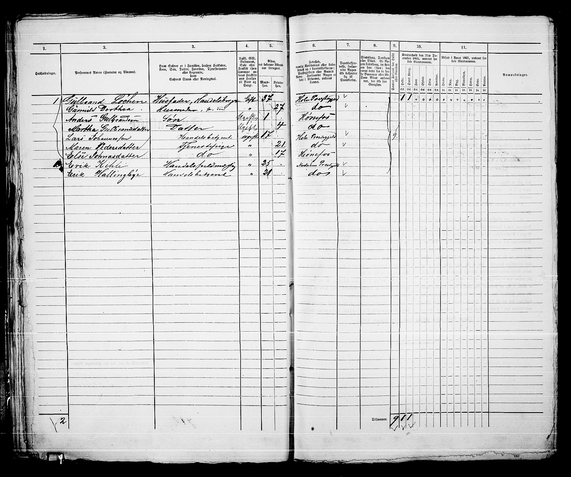 RA, 1865 census for Norderhov/Hønefoss, 1865, p. 38