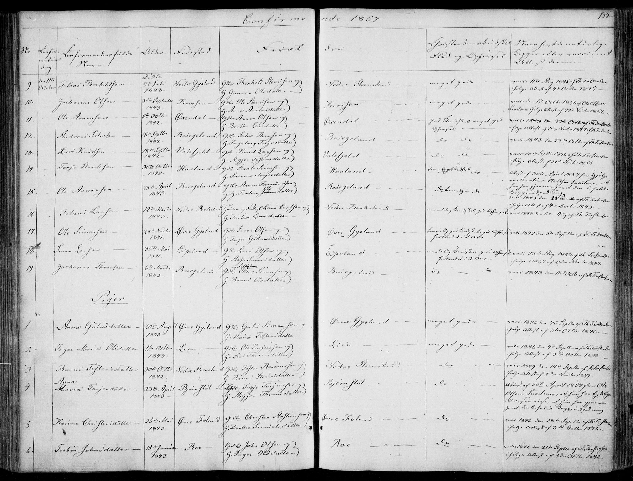 Hægebostad sokneprestkontor, AV/SAK-1111-0024/F/Fa/Faa/L0004: Parish register (official) no. A 4, 1834-1864, p. 155