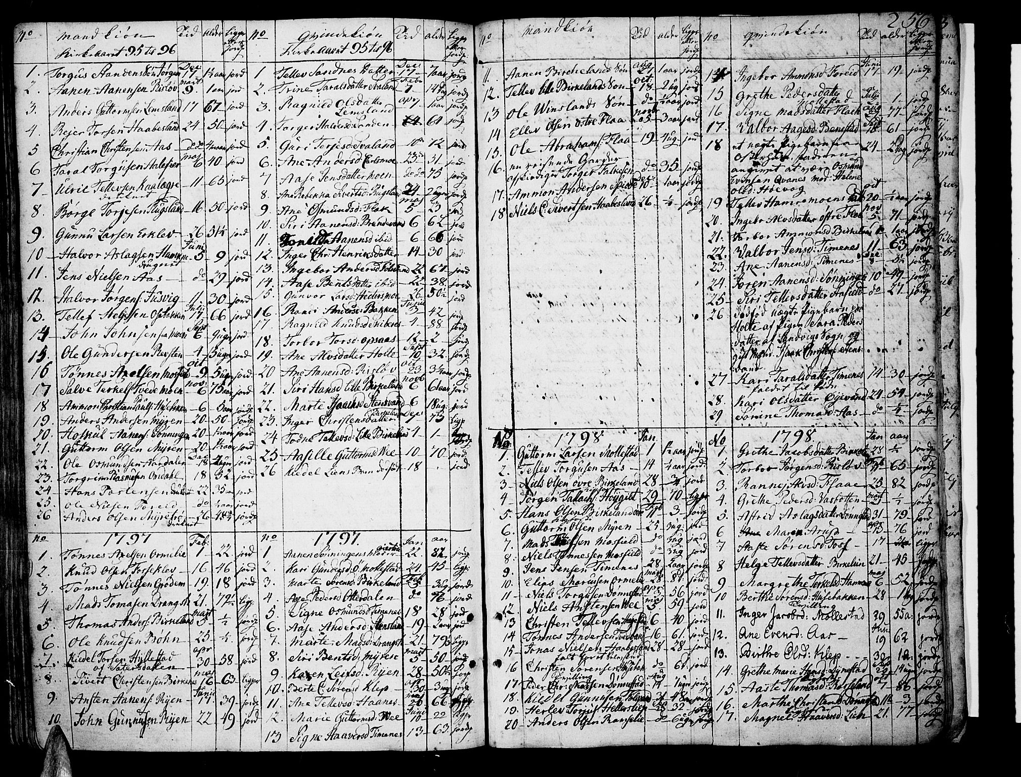 Tveit sokneprestkontor, AV/SAK-1111-0043/F/Fa/L0001: Parish register (official) no. A 1, 1794-1819, p. 256