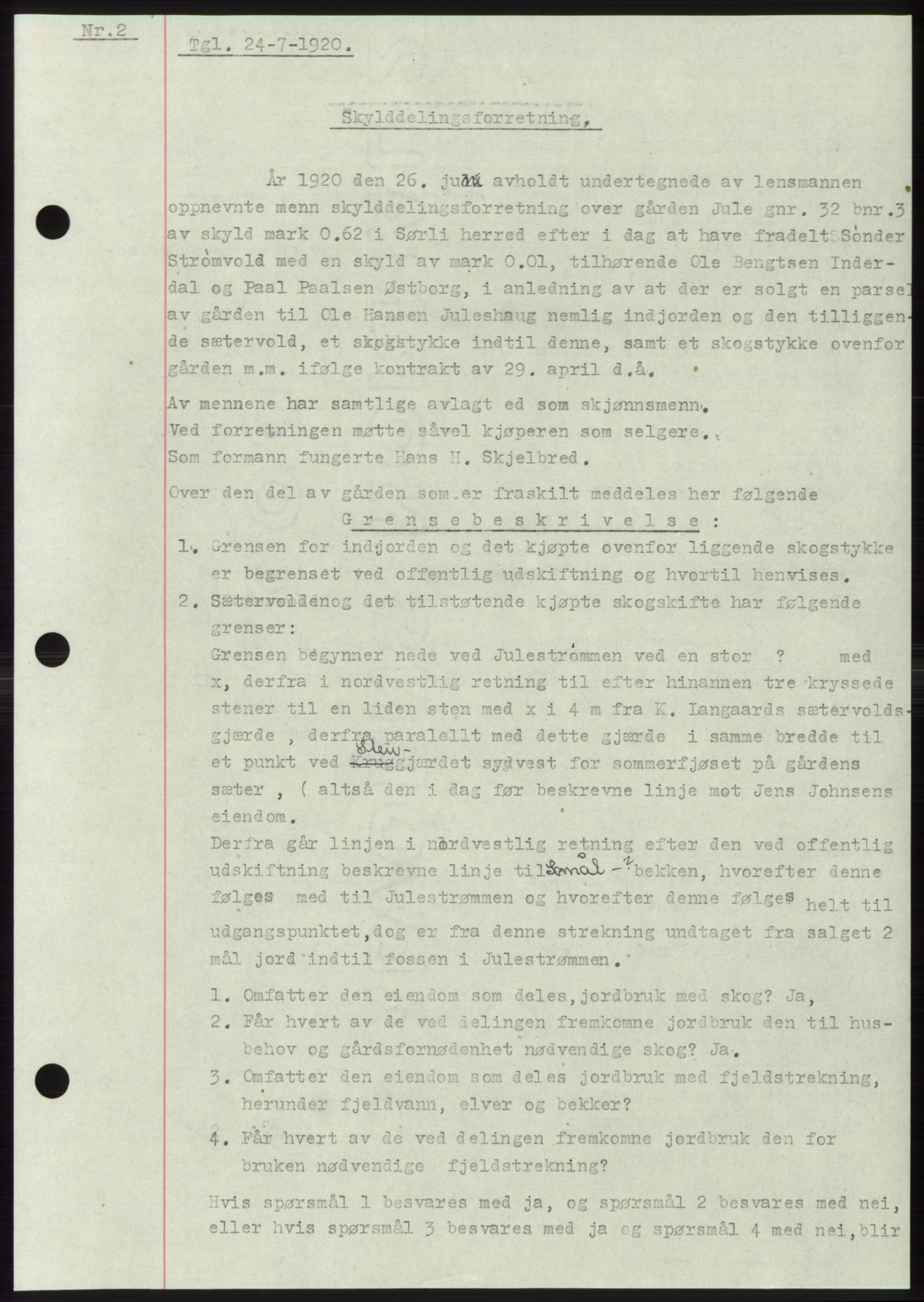 Namdal sorenskriveri, SAT/A-4133/1/2/2C: Mortgage book no. -, 1916-1921, Deed date: 24.07.1920