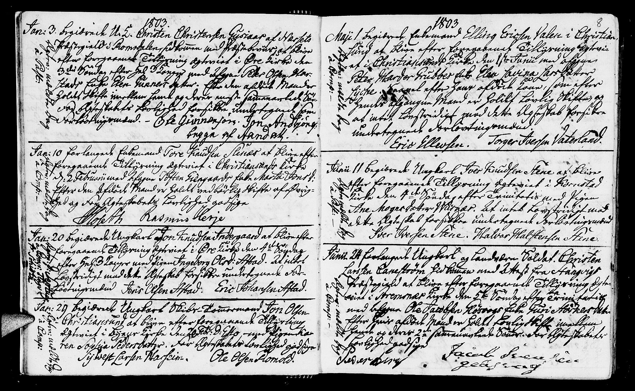 Ministerialprotokoller, klokkerbøker og fødselsregistre - Møre og Romsdal, SAT/A-1454/568/L0795: Parish register (official) no. 568A04, 1802-1845, p. 8