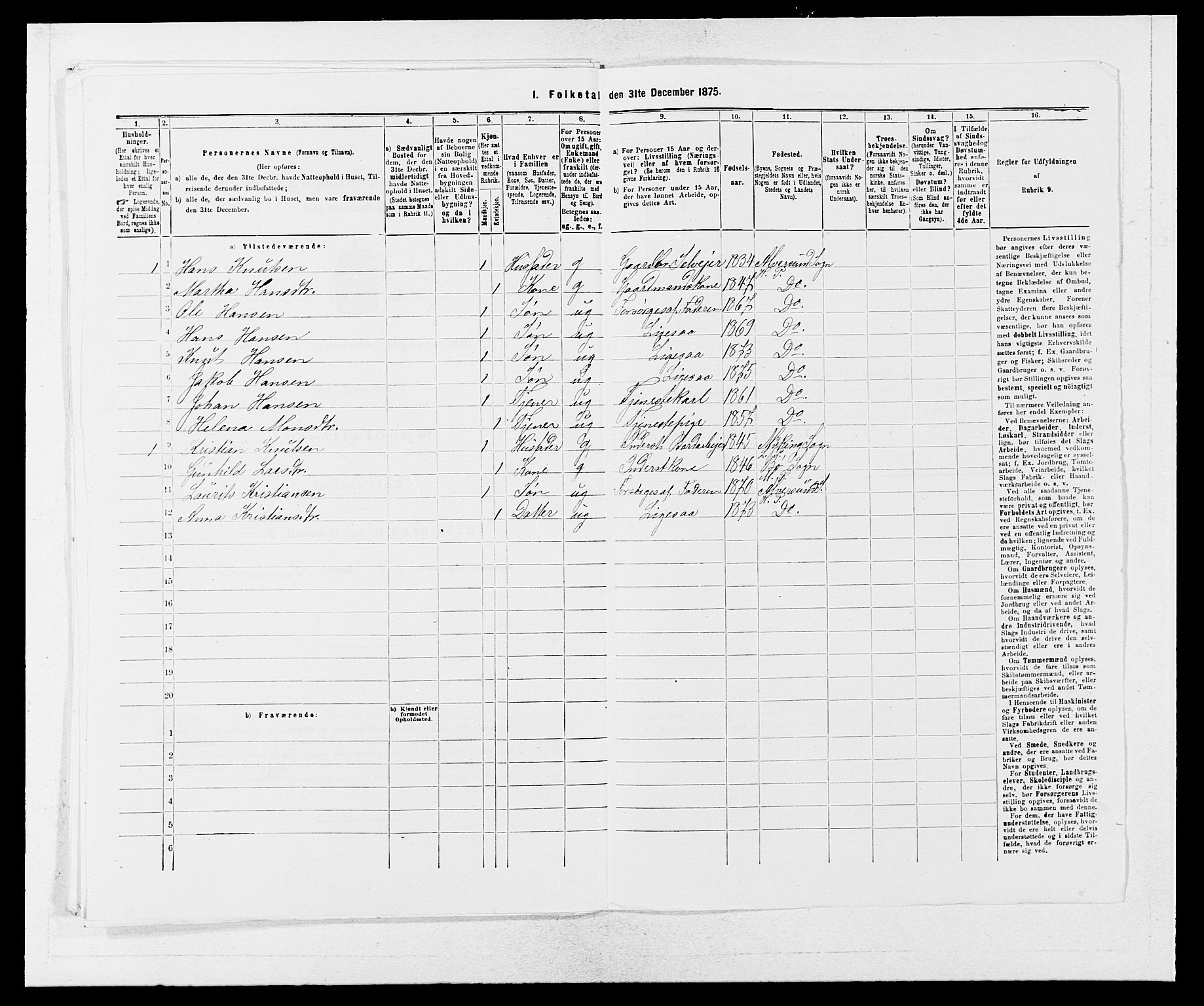 SAB, 1875 census for 1254P Hamre, 1875, p. 573