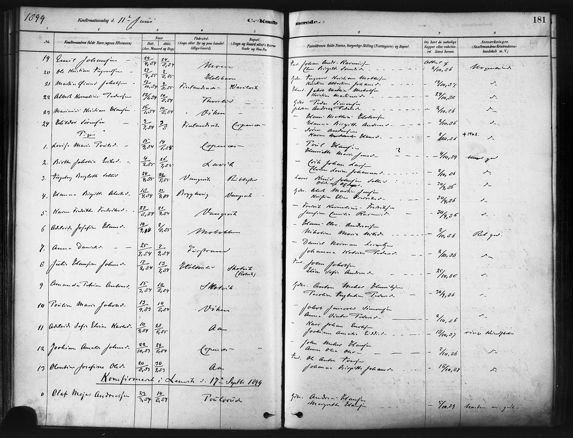 Tranøy sokneprestkontor, SATØ/S-1313/I/Ia/Iaa/L0009kirke: Parish register (official) no. 9, 1878-1904, p. 181