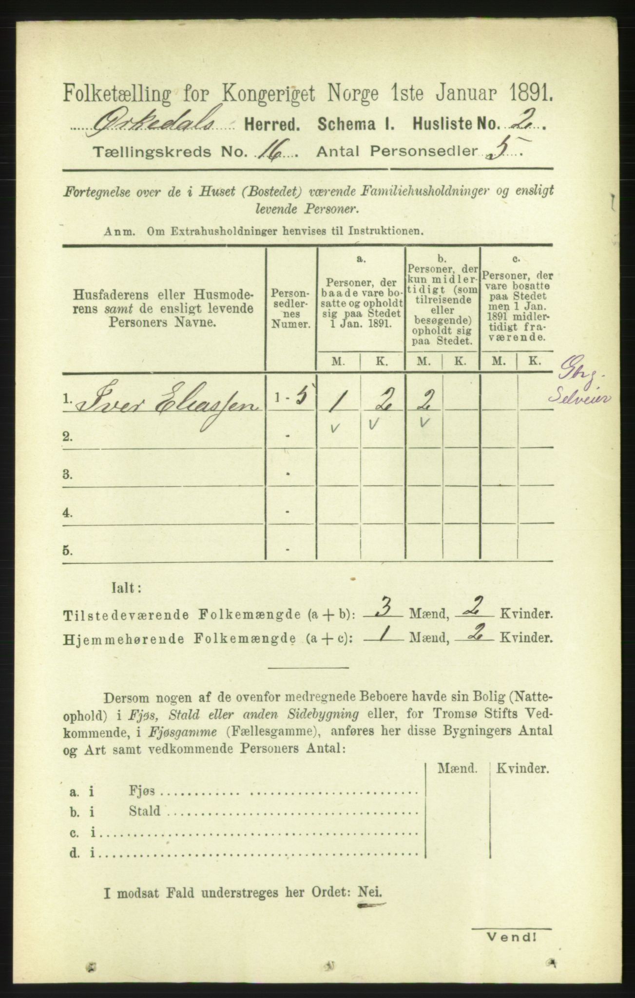 RA, 1891 census for 1638 Orkdal, 1891, p. 7119