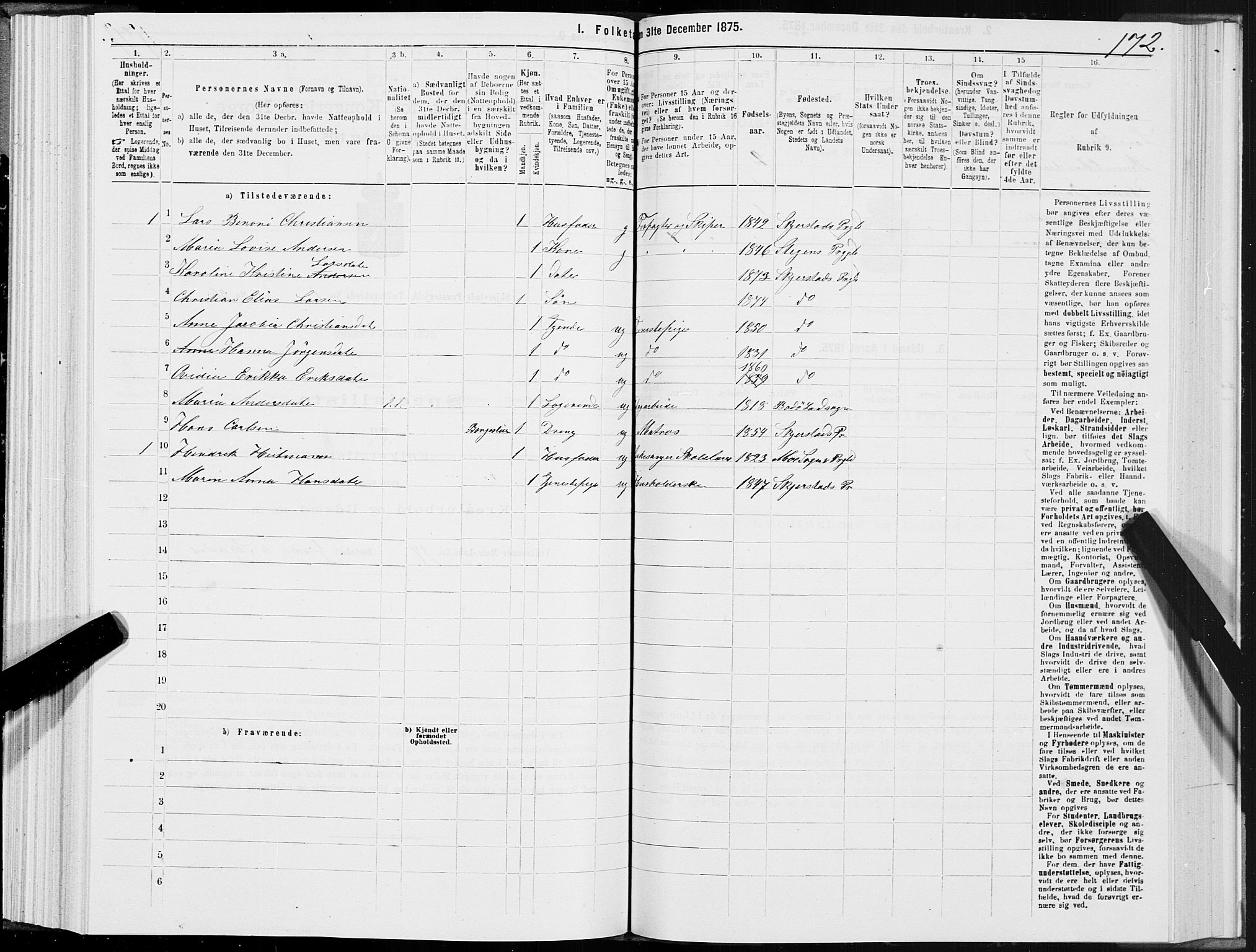 SAT, 1875 census for 1842P Skjerstad, 1875, p. 1172