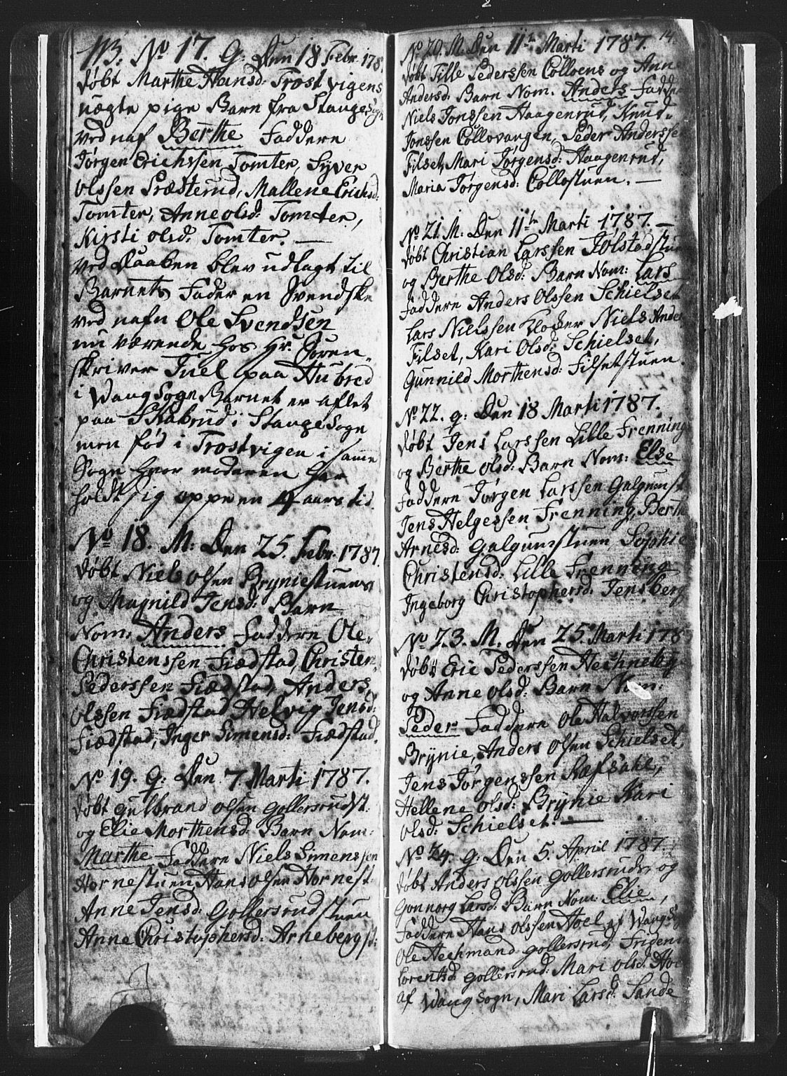 Romedal prestekontor, SAH/PREST-004/L/L0001: Parish register (copy) no. 1, 1785-1794, p. 14