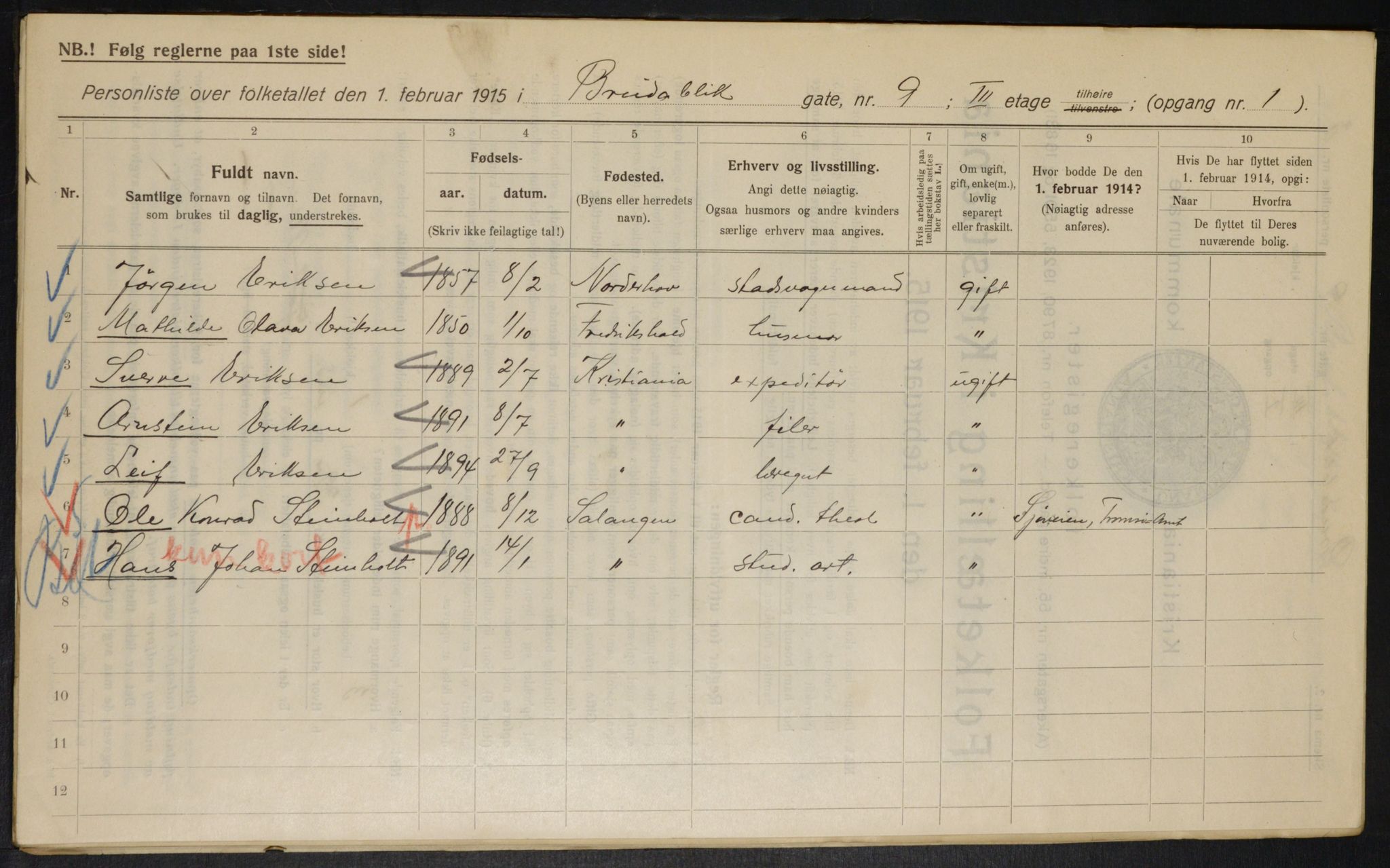 OBA, Municipal Census 1915 for Kristiania, 1915, p. 8017