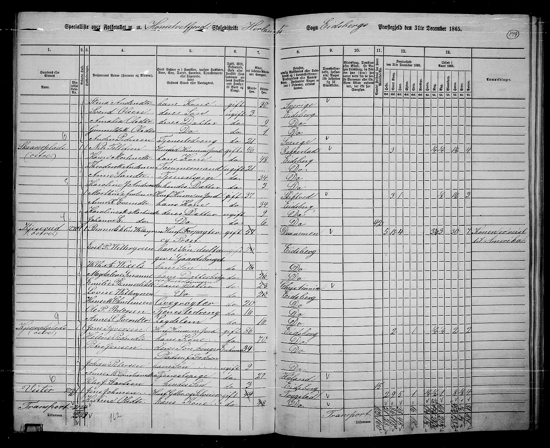 RA, 1865 census for Eidsberg, 1865, p. 160