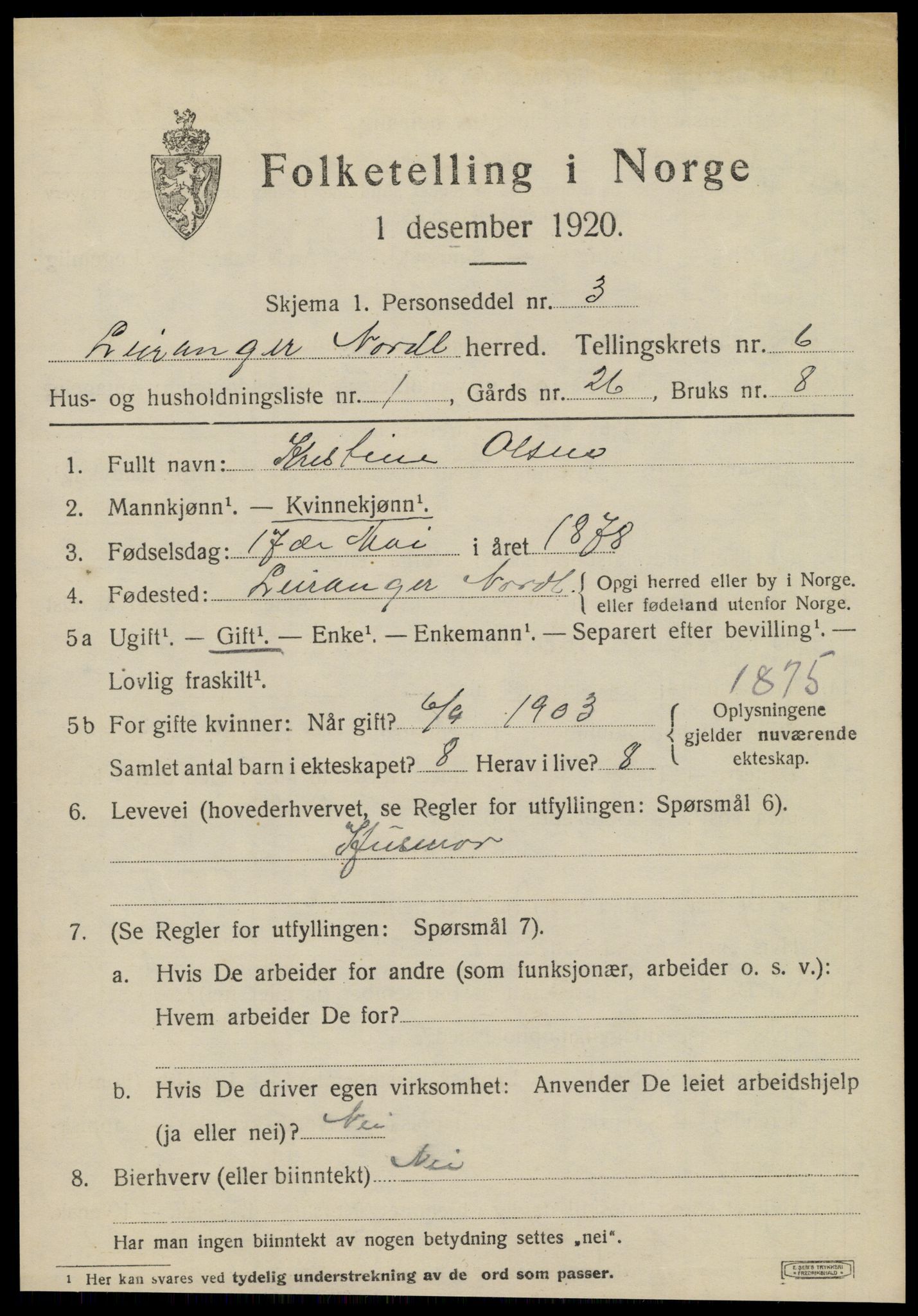 SAT, 1920 census for Leiranger, 1920, p. 2087