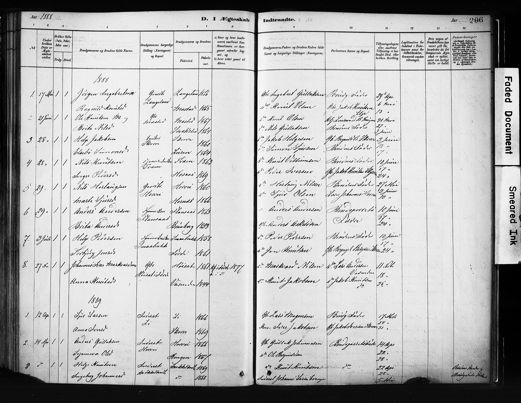 Evanger sokneprestembete, SAB/A-99924: Parish register (official) no. A 1, 1877-1899, p. 206