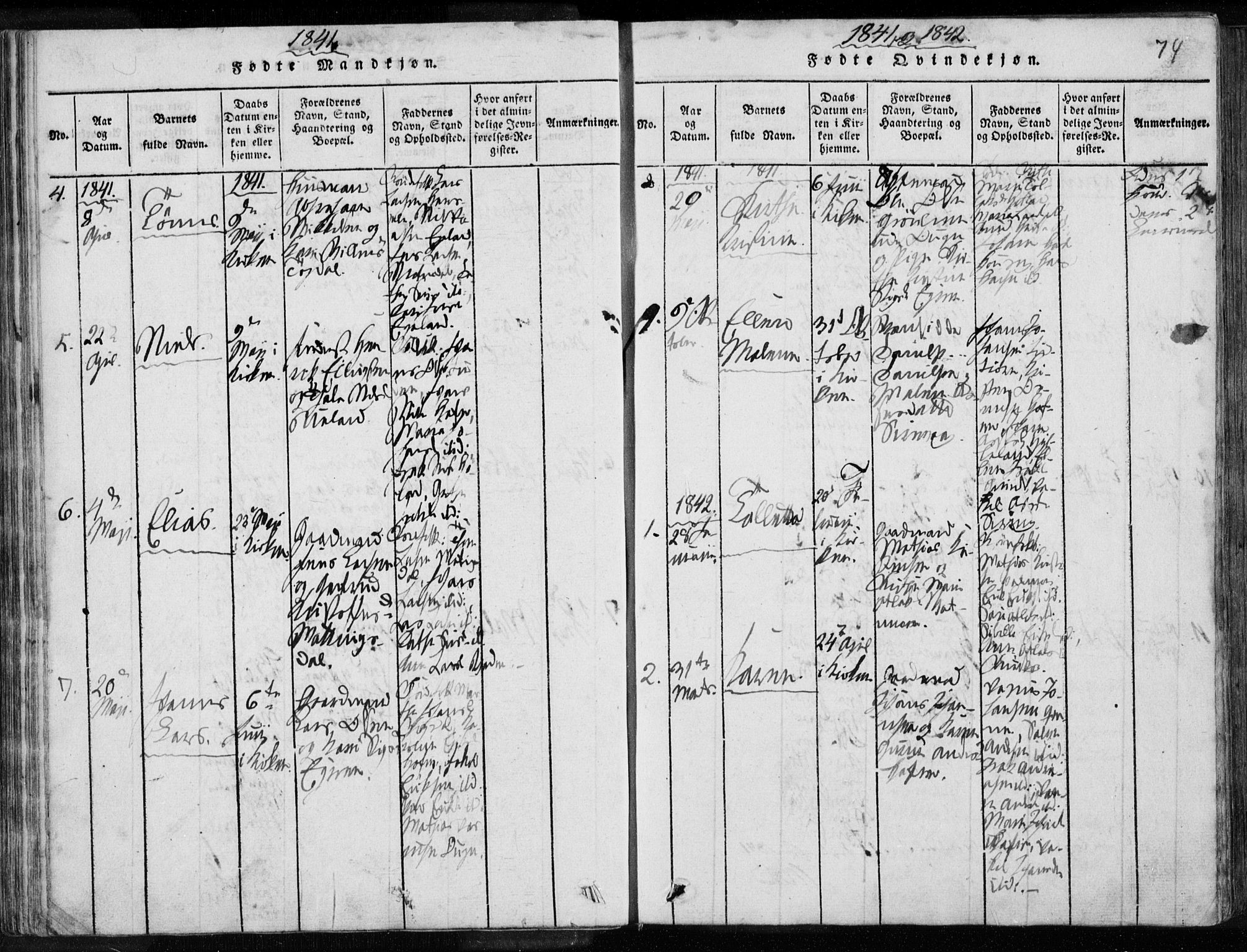 Eigersund sokneprestkontor, SAST/A-101807/S08/L0008: Parish register (official) no. A 8, 1816-1847, p. 74