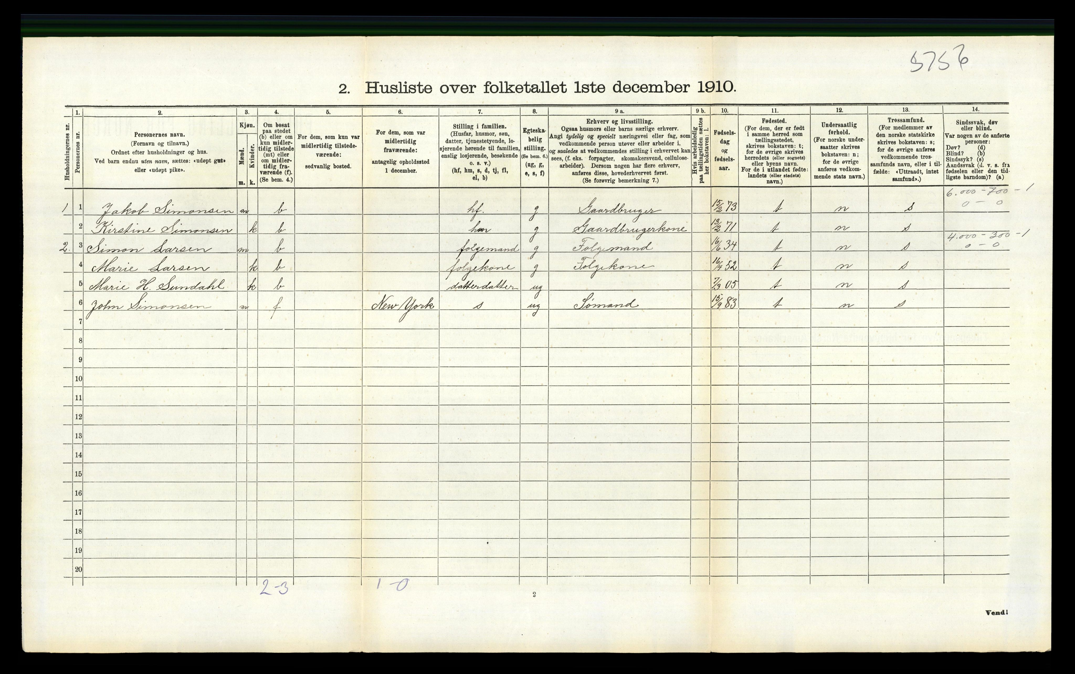 RA, 1910 census for Torvastad, 1910, p. 648