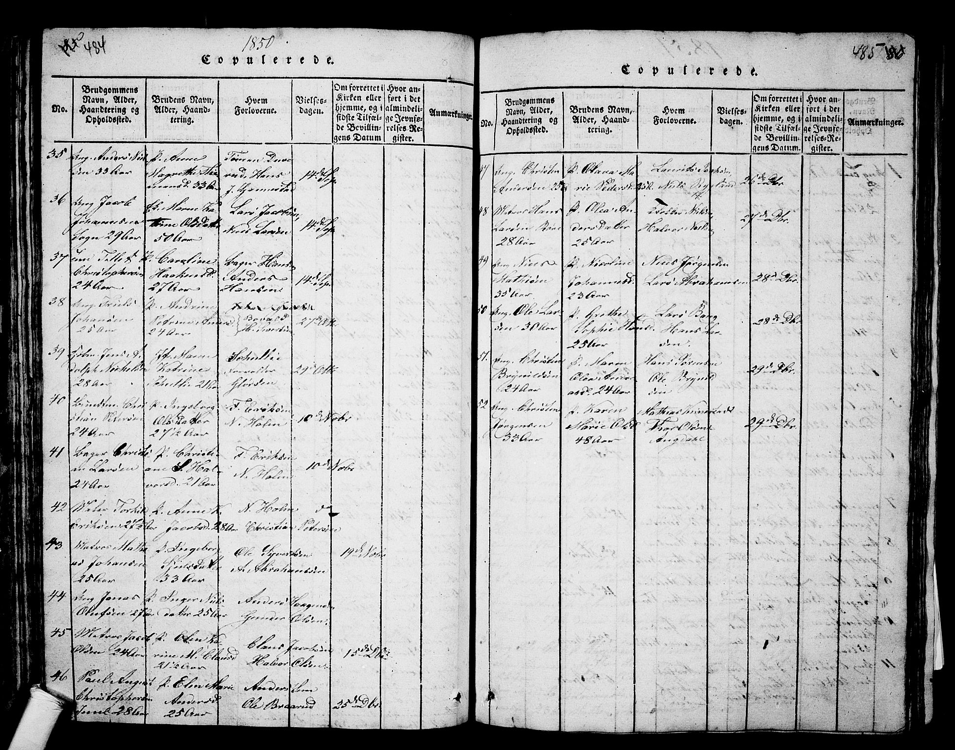 Borre kirkebøker, AV/SAKO-A-338/G/Ga/L0001: Parish register (copy) no. I 1, 1815-1851, p. 484-485