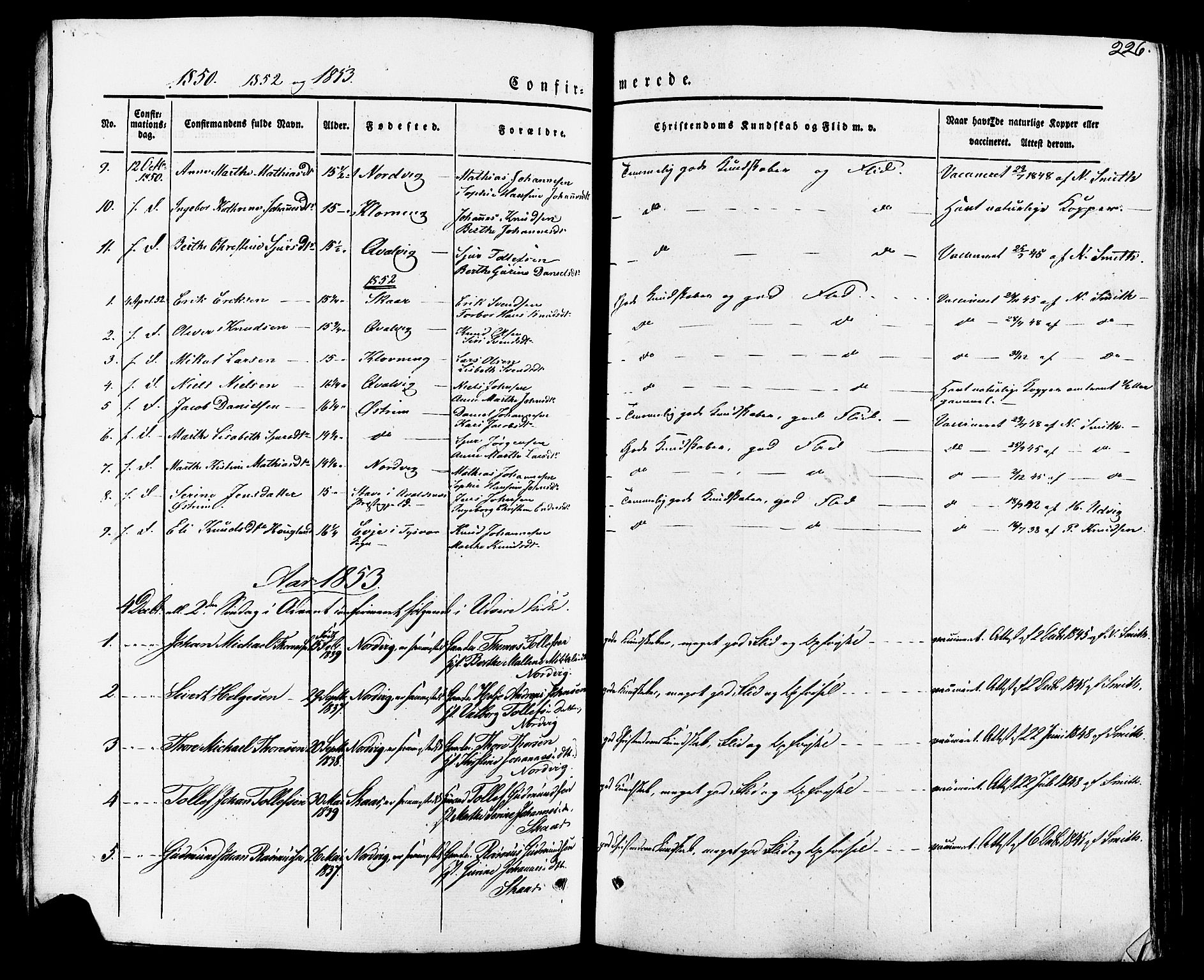 Torvastad sokneprestkontor, AV/SAST-A -101857/H/Ha/Haa/L0007: Parish register (official) no. A 7, 1838-1882, p. 226