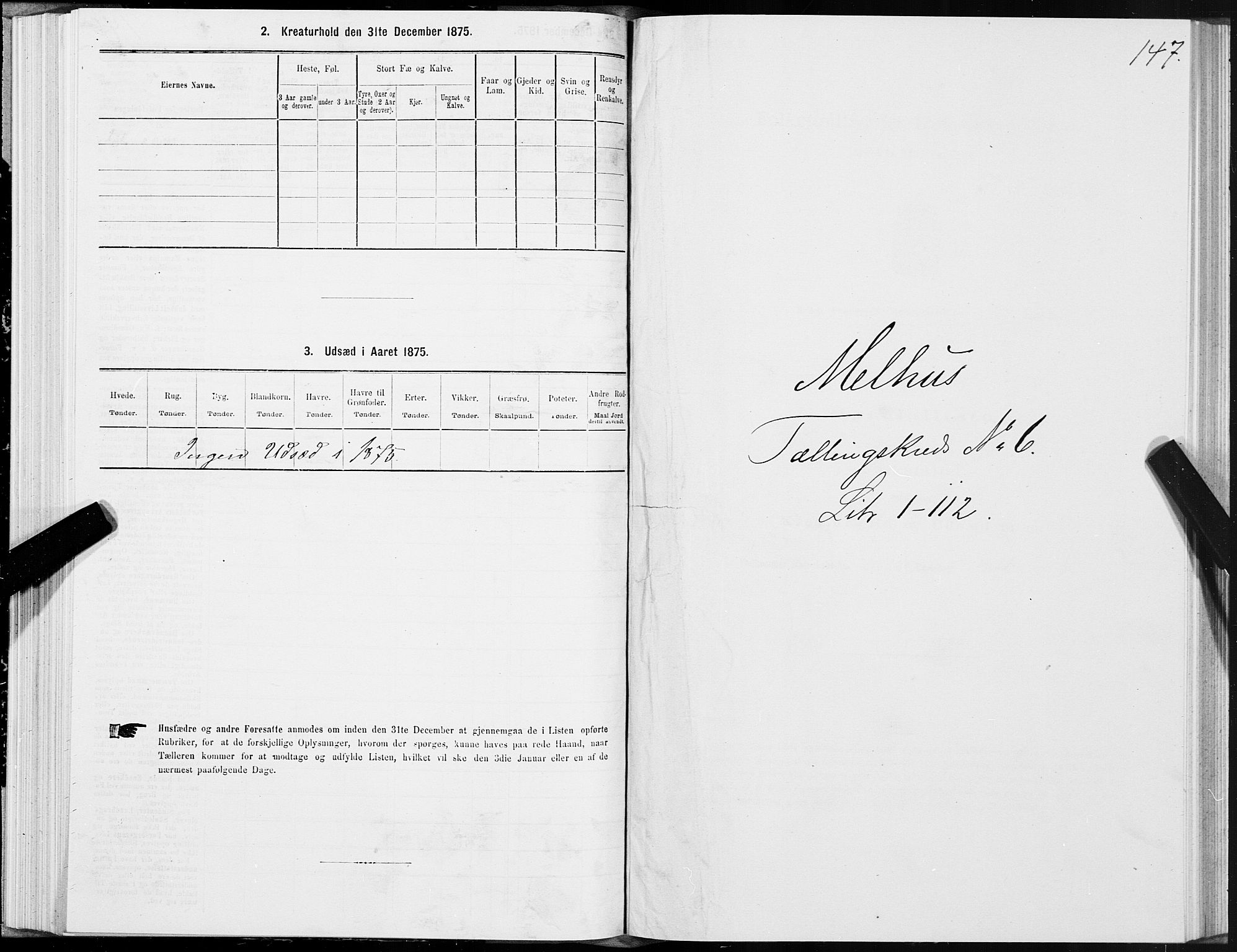 SAT, 1875 census for 1653P Melhus, 1875, p. 4147