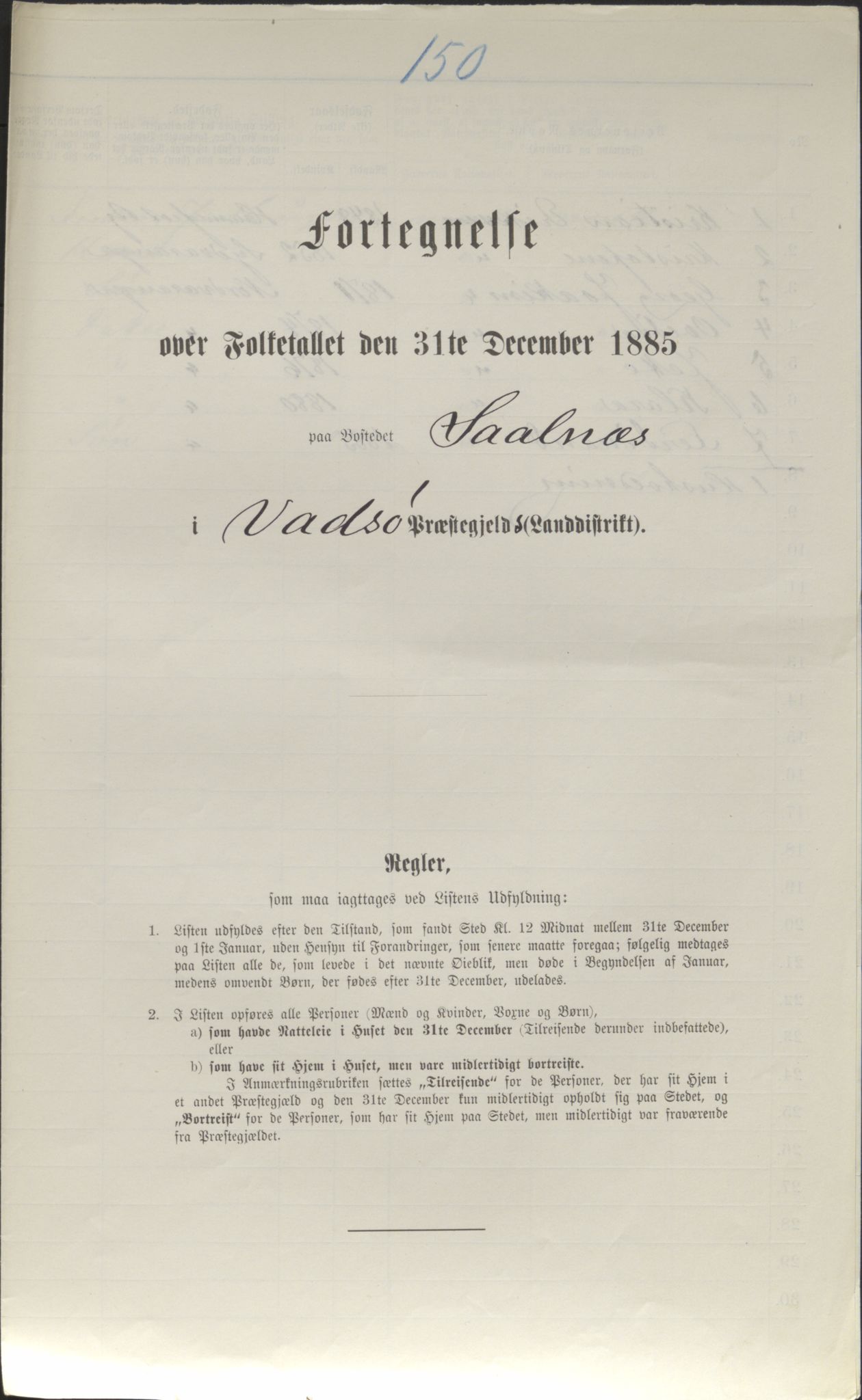 SATØ, 1885 census for 2029 Vadsø, 1885, p. 150a