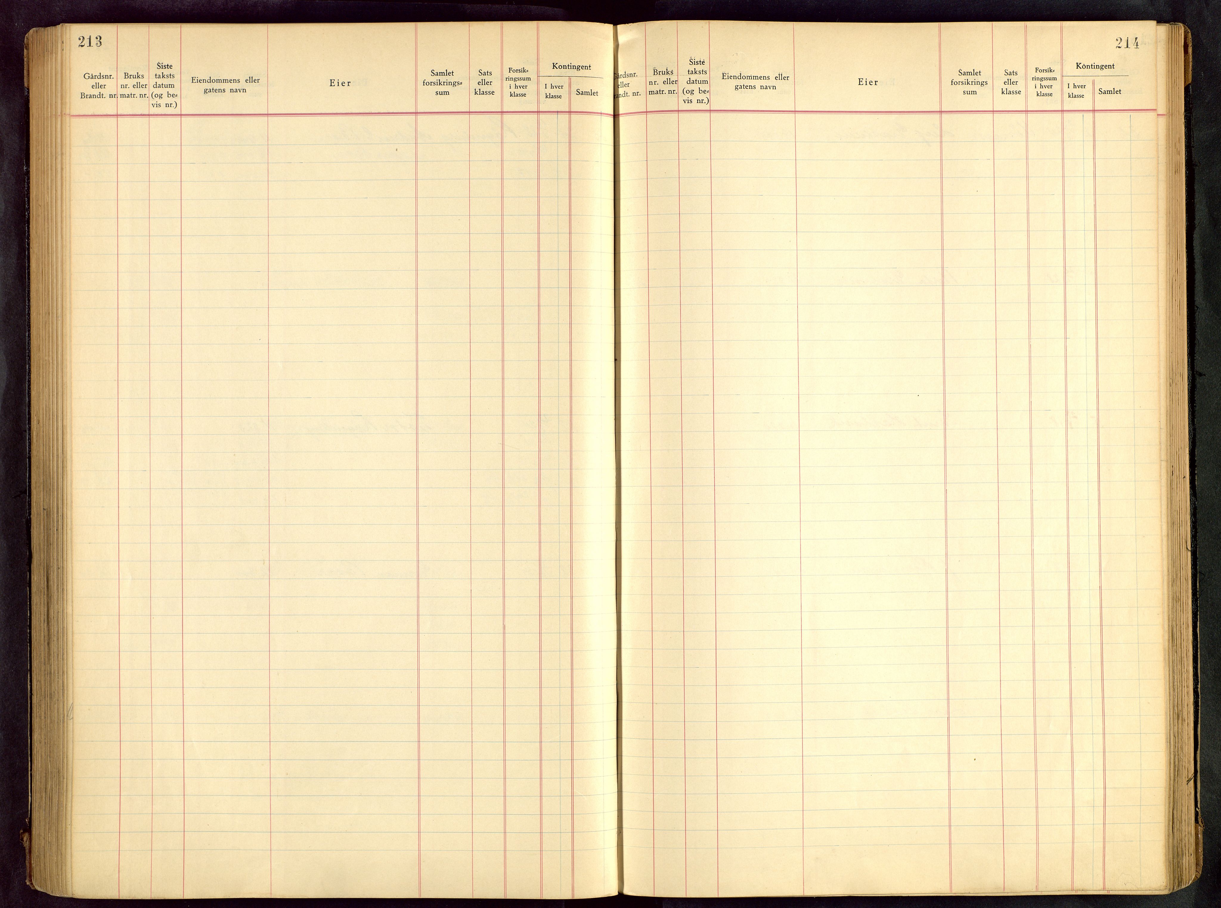 Håland lensmannskontor, SAST/A-100100/Goa/L0001: Beregningsprotokoll brannforsikring, 1932-1947, p. 213-214