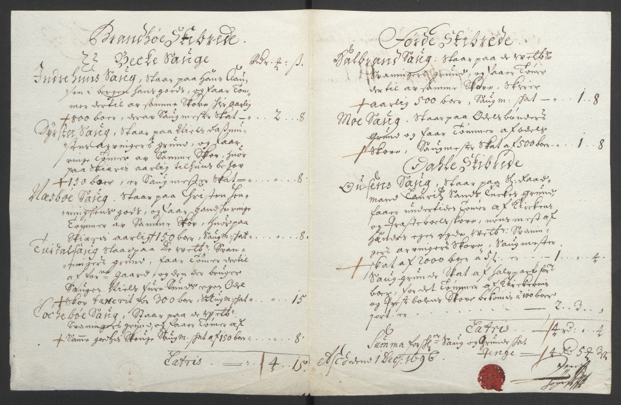 Rentekammeret inntil 1814, Reviderte regnskaper, Fogderegnskap, RA/EA-4092/R53/L3422: Fogderegnskap Sunn- og Nordfjord, 1695-1696, p. 274