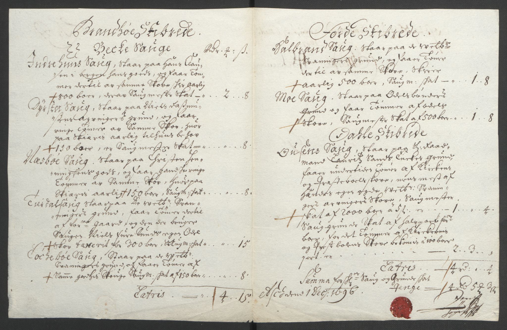 Rentekammeret inntil 1814, Reviderte regnskaper, Fogderegnskap, AV/RA-EA-4092/R53/L3422: Fogderegnskap Sunn- og Nordfjord, 1695-1696, p. 274