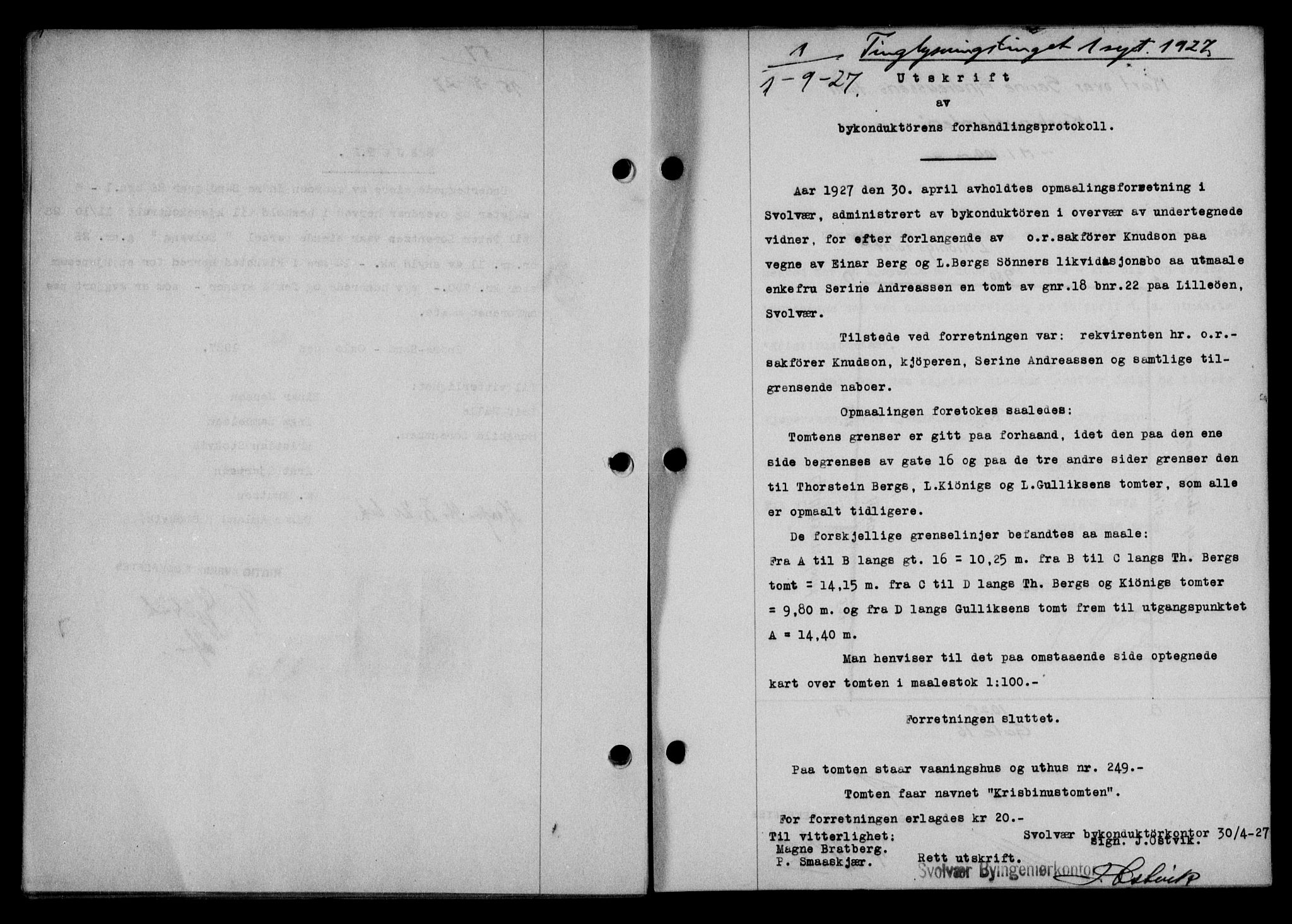 Lofoten sorenskriveri, SAT/A-0017/1/2/2C/L0016b: Mortgage book no. 16b, 1927-1927, Deed date: 01.09.1927