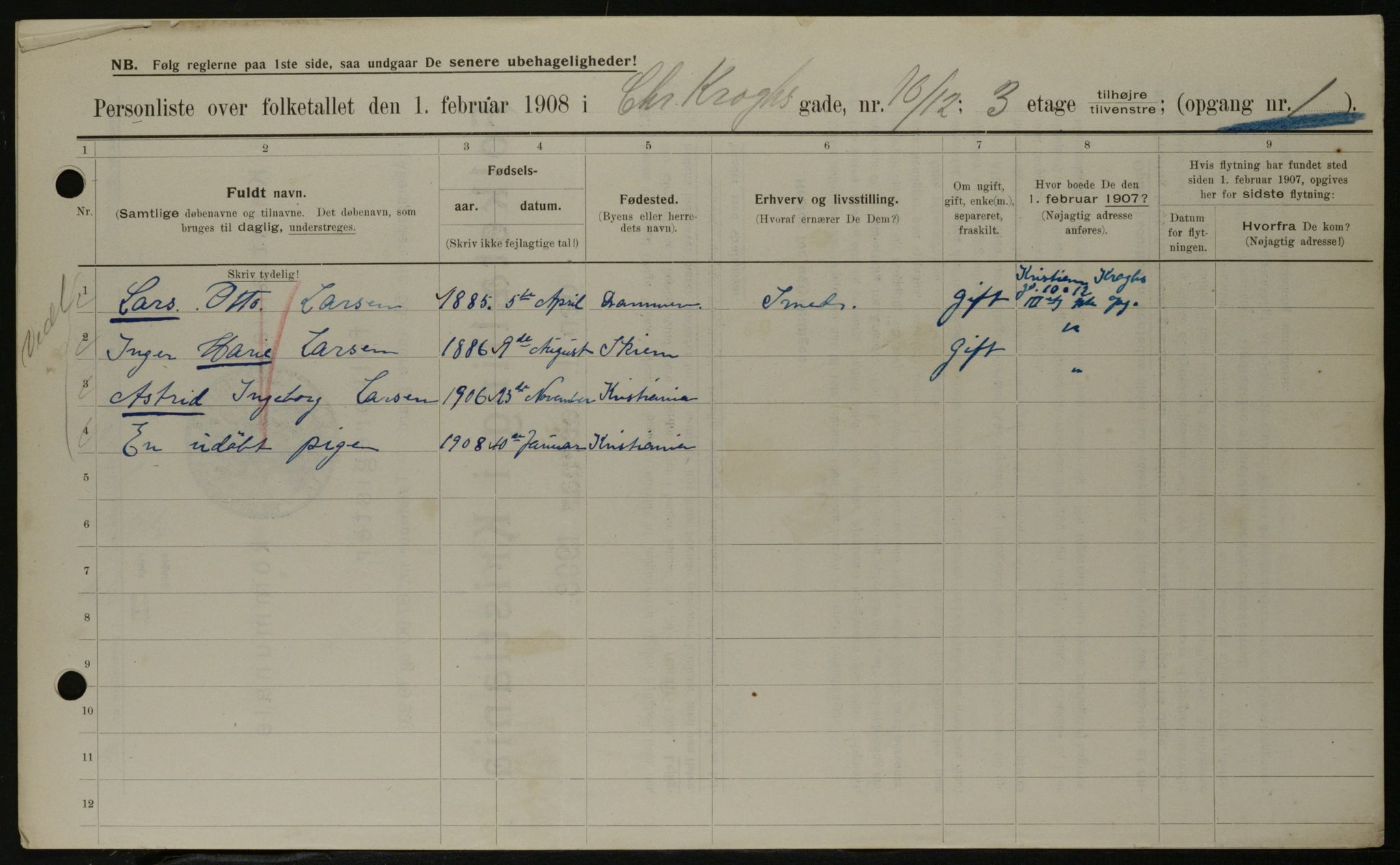 OBA, Municipal Census 1908 for Kristiania, 1908, p. 11104