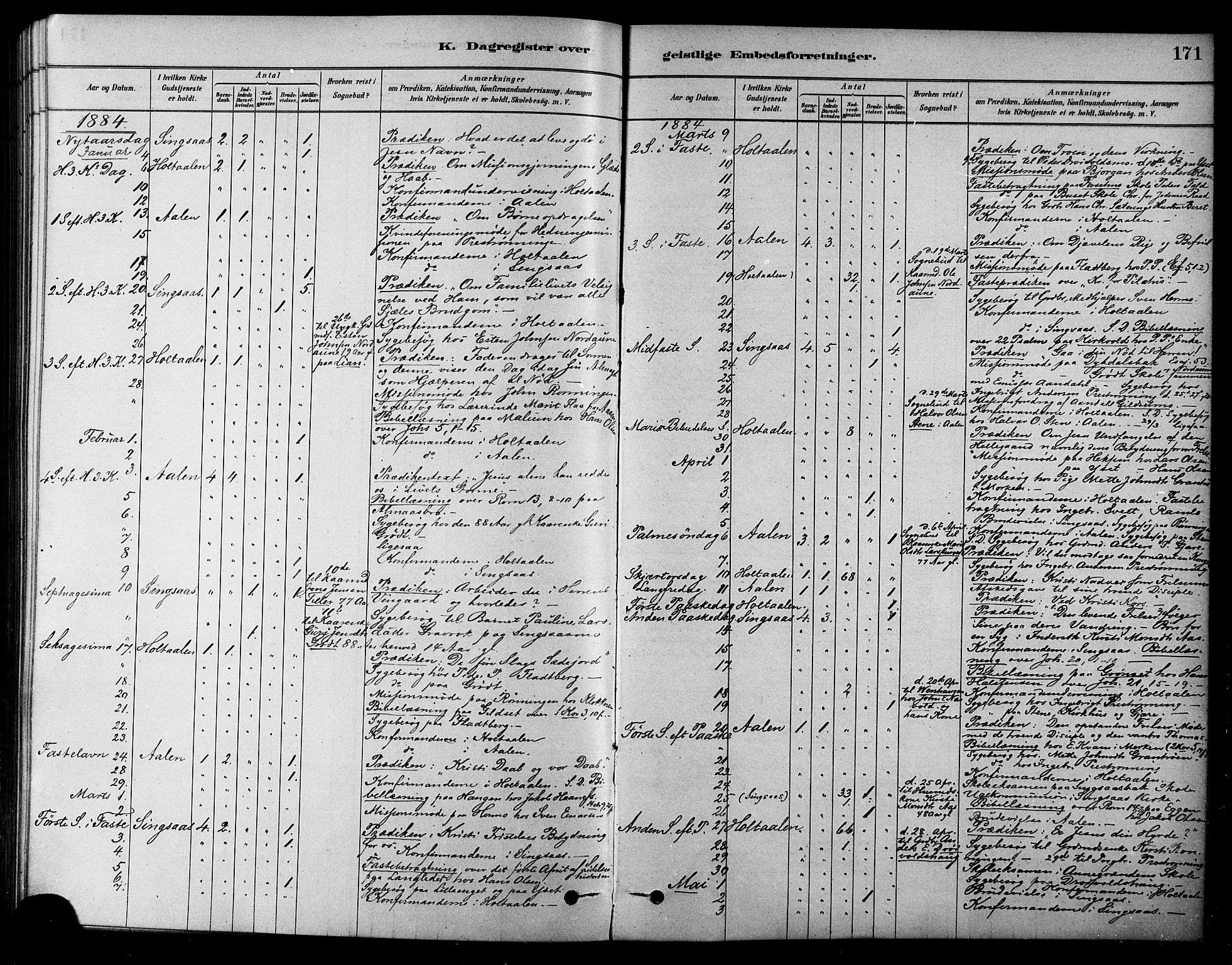 Ministerialprotokoller, klokkerbøker og fødselsregistre - Sør-Trøndelag, SAT/A-1456/685/L0972: Parish register (official) no. 685A09, 1879-1890, p. 171