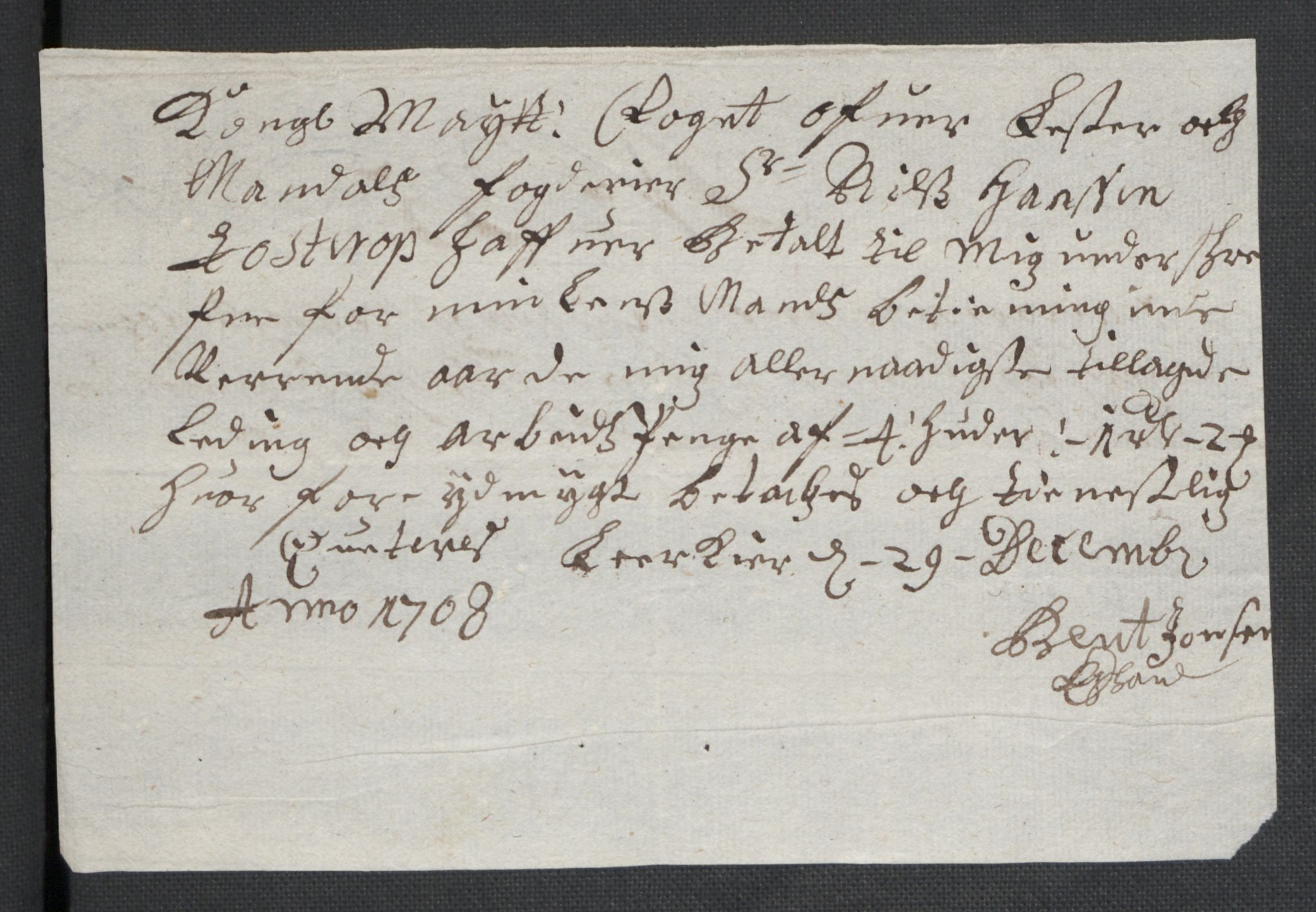 Rentekammeret inntil 1814, Reviderte regnskaper, Fogderegnskap, RA/EA-4092/R43/L2552: Fogderegnskap Lista og Mandal, 1705-1709, p. 170