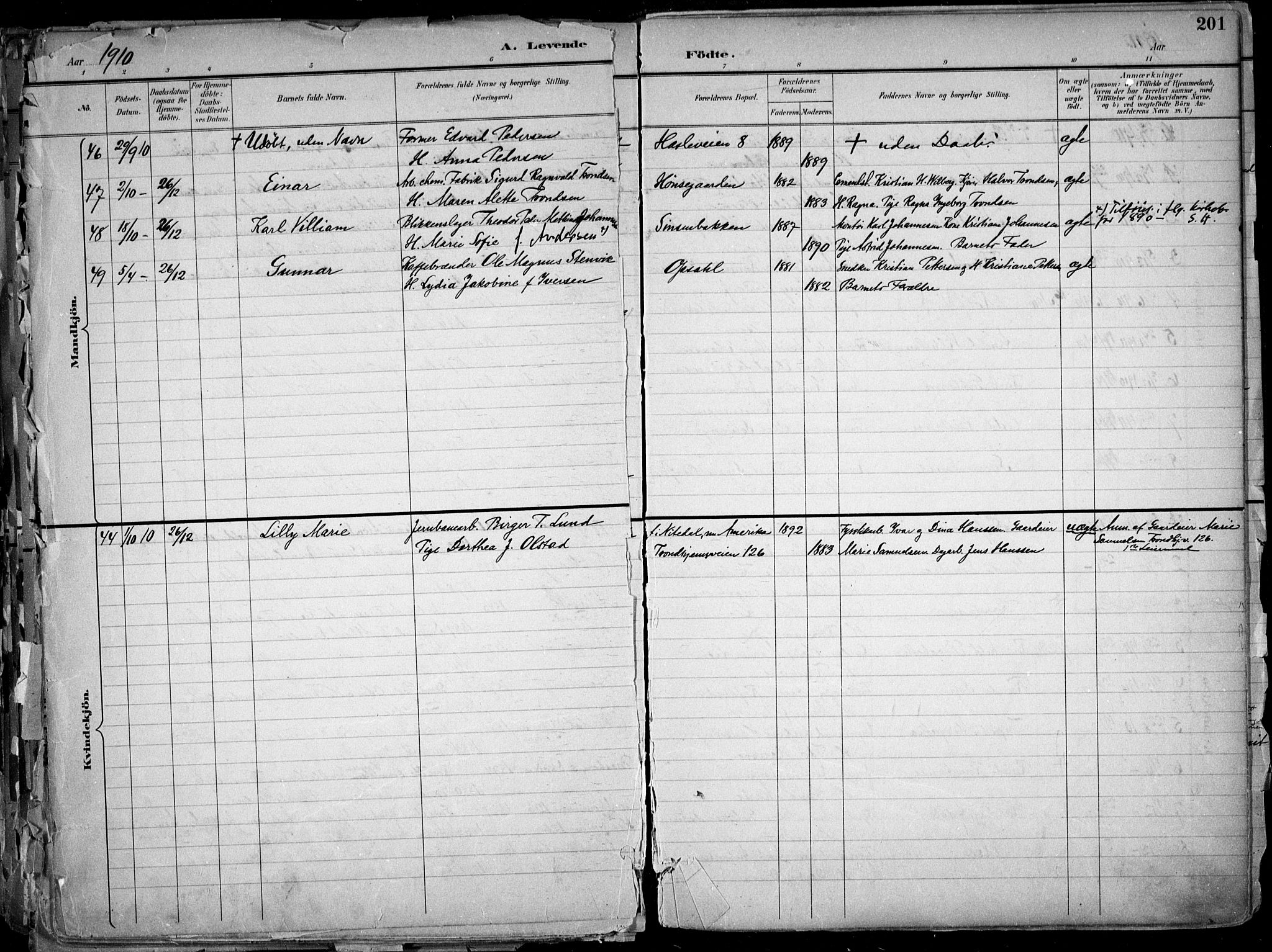 Østre Aker prestekontor Kirkebøker, SAO/A-10840/F/Fa/L0010: Parish register (official) no. I 10, 1895-1912, p. 201