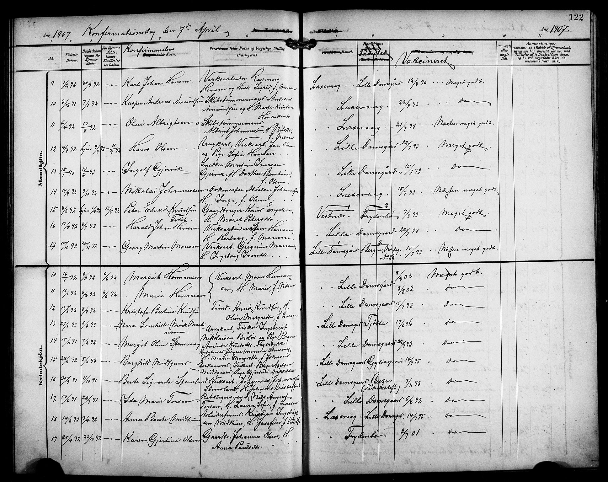 Laksevåg Sokneprestembete, SAB/A-76501/H/Ha/Hab/Haba/L0004: Parish register (copy) no. A 4, 1899-1909, p. 122