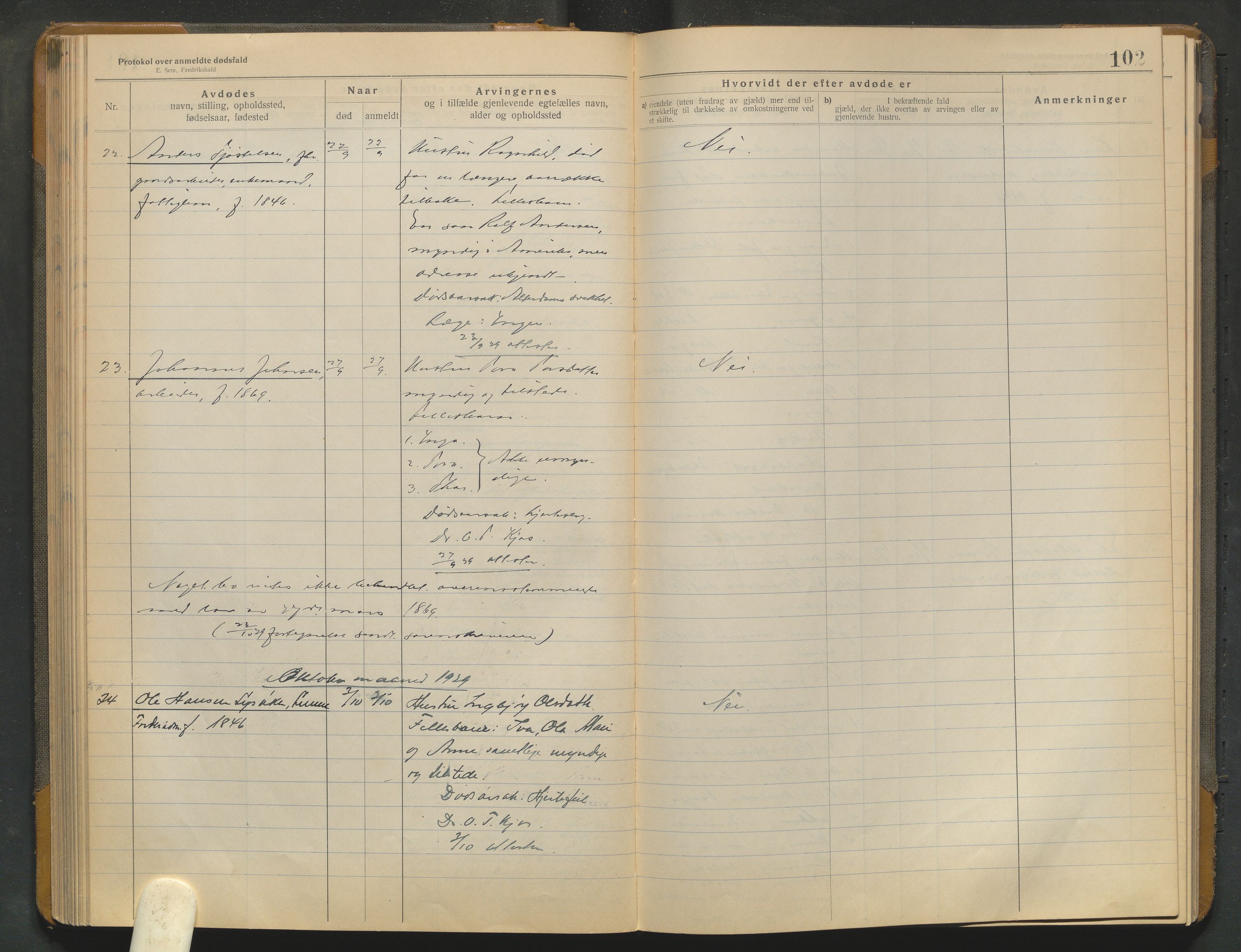 Lom lensmannskontor, AV/SAH-PGL-006/H/Ha/Haa/L0001/0004: Dødsfallsprotokoller / Dødsfallsprotokoll, 1922-1937, p. 102