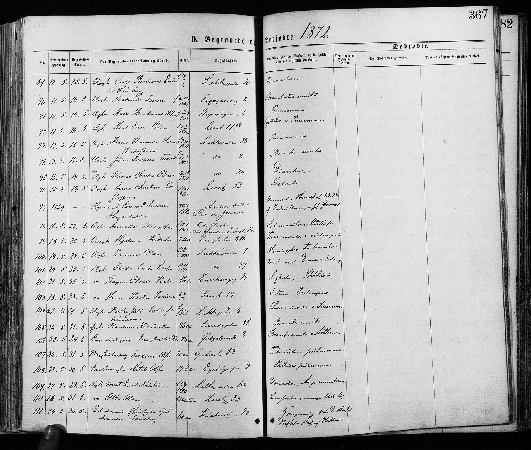 Grønland prestekontor Kirkebøker, AV/SAO-A-10848/F/Fa/L0005: Parish register (official) no. 5, 1869-1880, p. 367