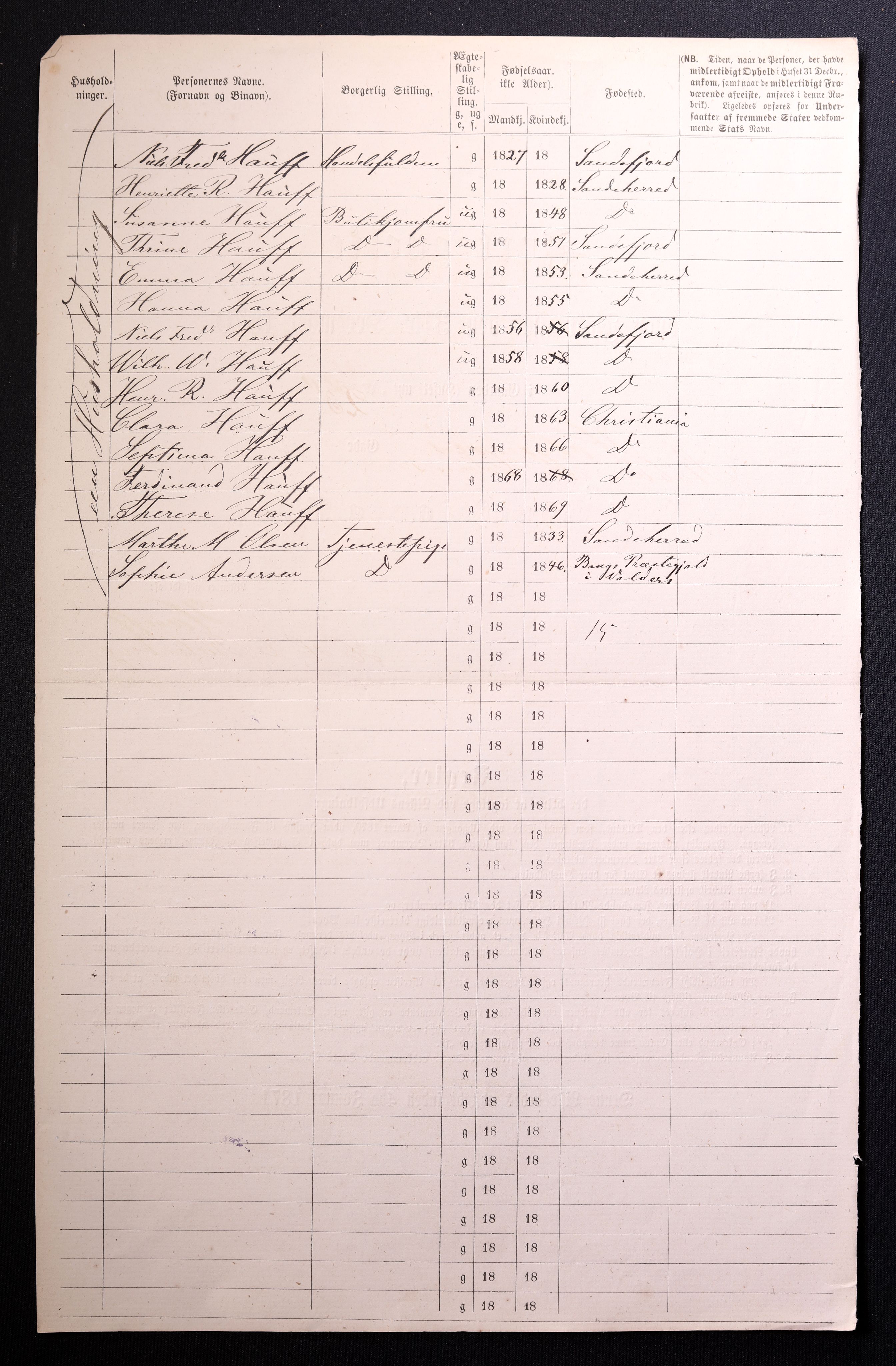 RA, 1870 census for 0301 Kristiania, 1870, p. 1312